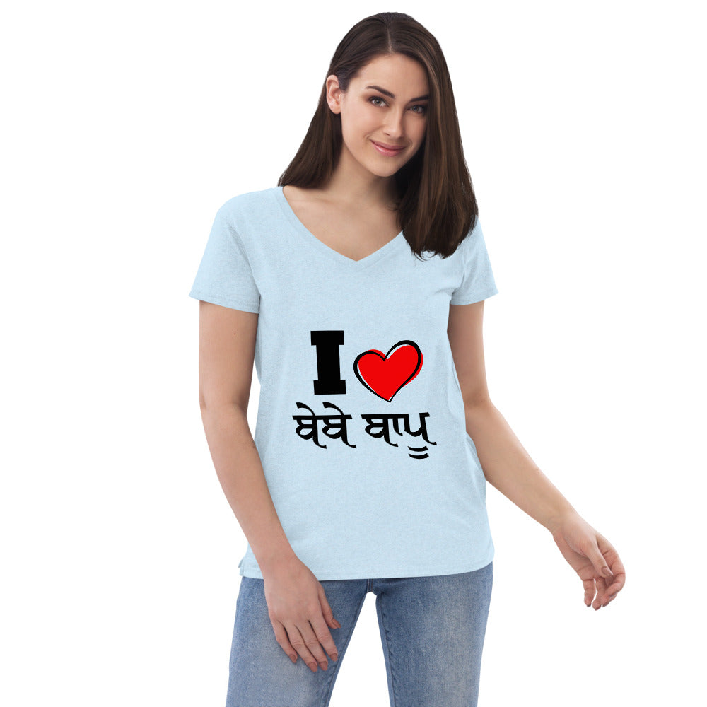 I LOVE BEBE BAPPU - Women’s recycled v-neck t-shirt