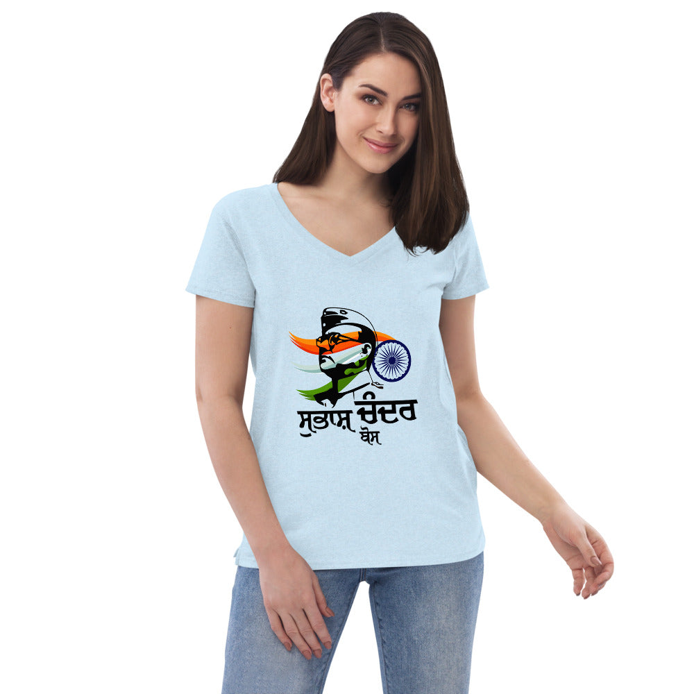 SUBHASH CHANDRA BOSE - Women’s recycled v-neck t-shirt