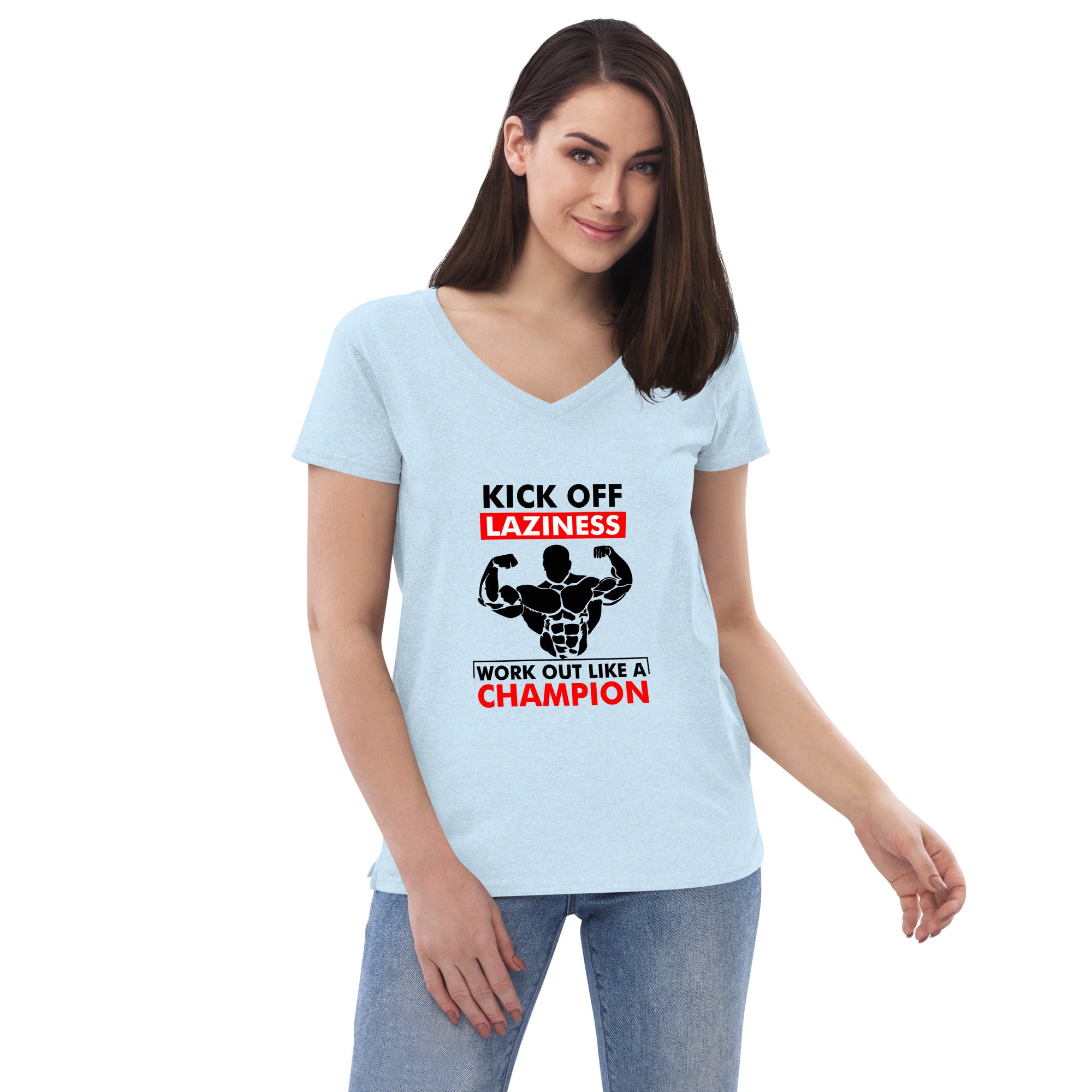 KICK OFF LAZINESS - Women’s recycled v-neck t-shirt