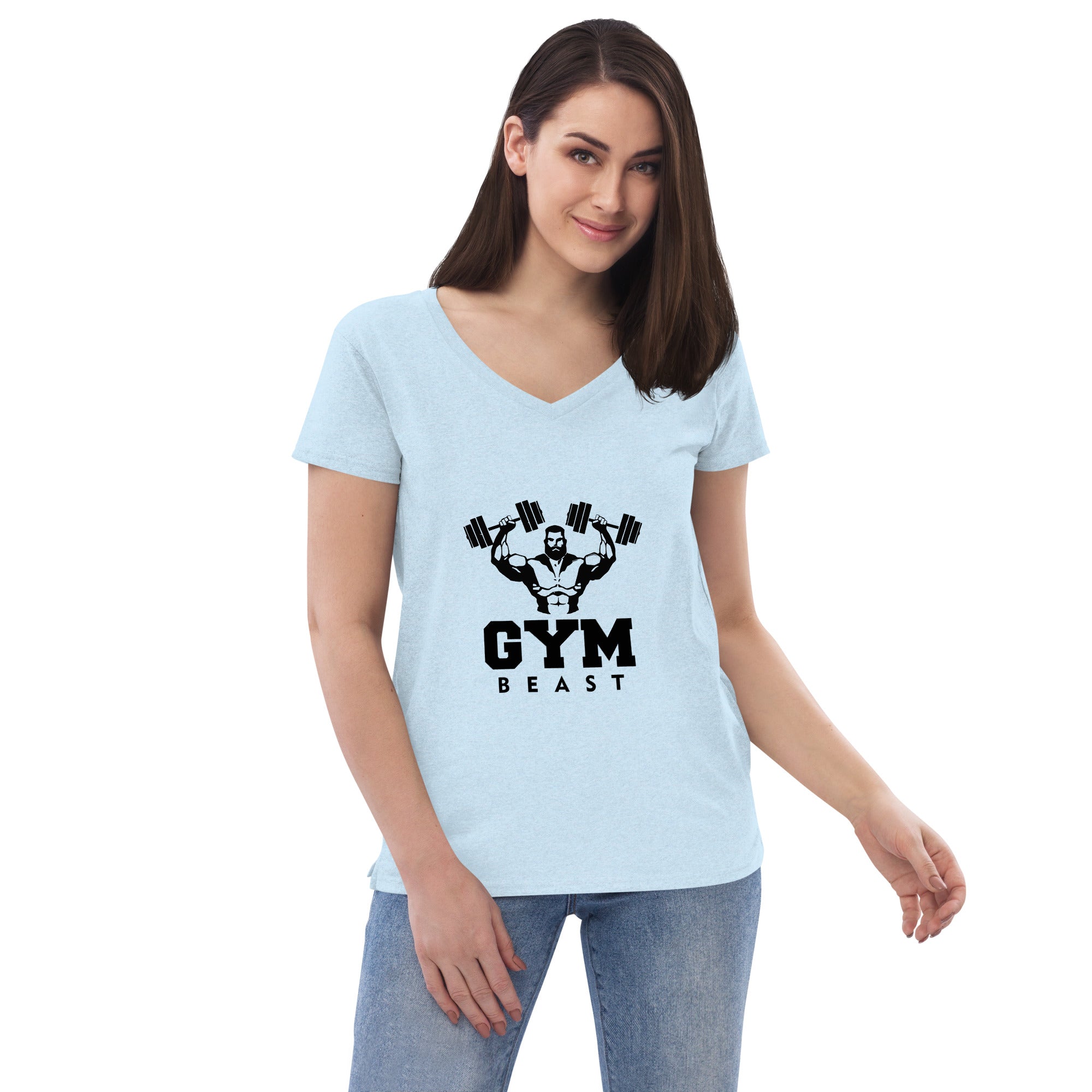 GYM BEAST - Women’s recycled v-neck t-shirt