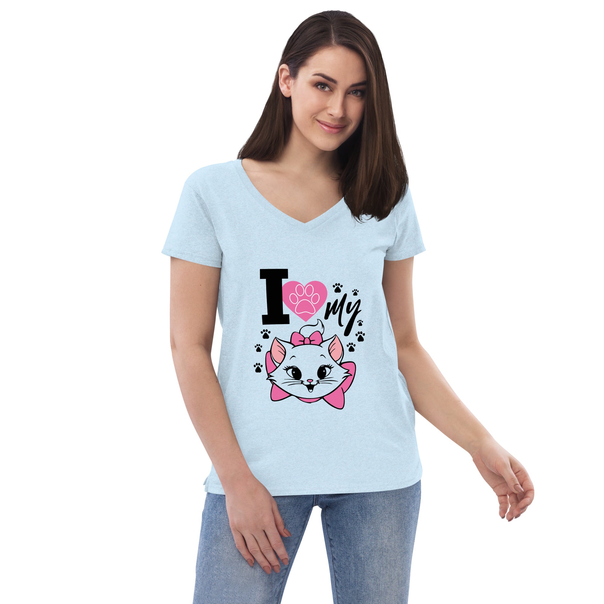 I LOVE MY CAT - Women’s recycled v-neck t-shirt