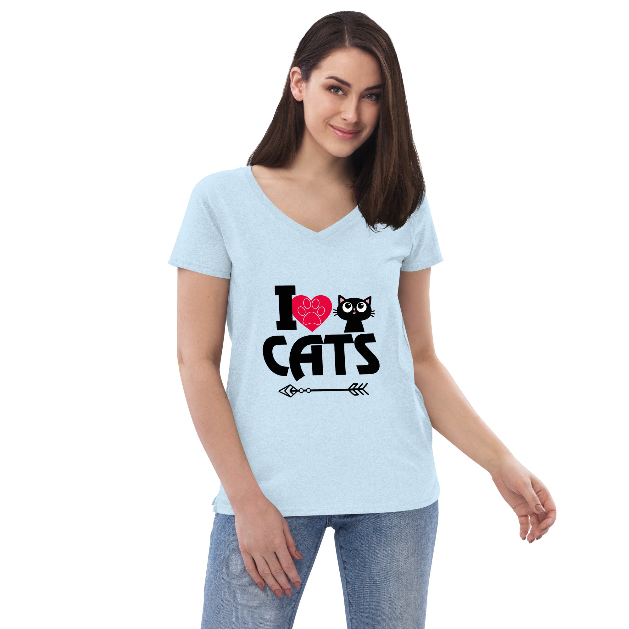 I LOVE CATS - Women’s recycled v-neck t-shirt