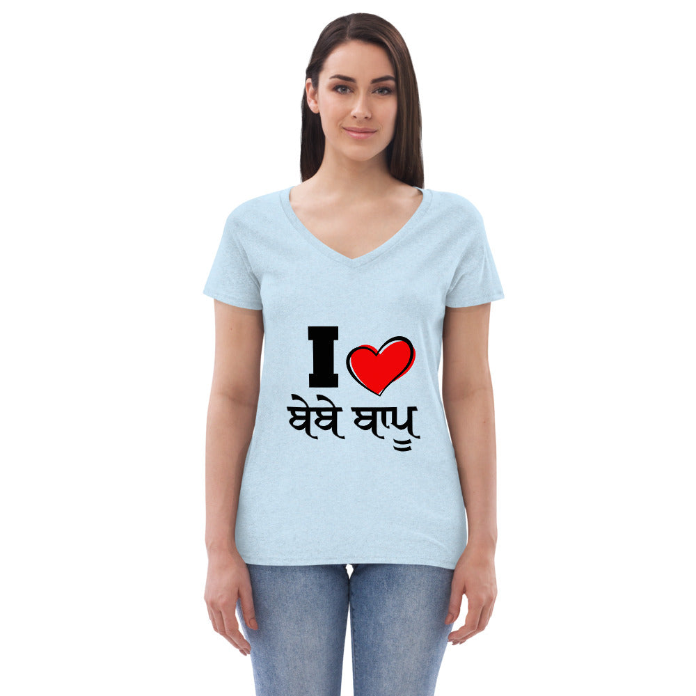 I LOVE BEBE BAPPU - Women’s recycled v-neck t-shirt