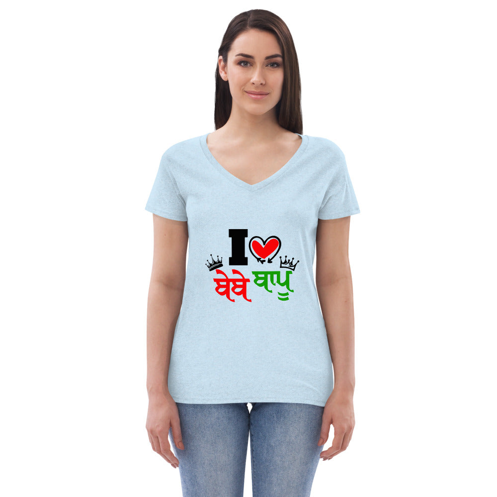 I LOVE BEBE BAPU - Women’s recycled v-neck t-shirt