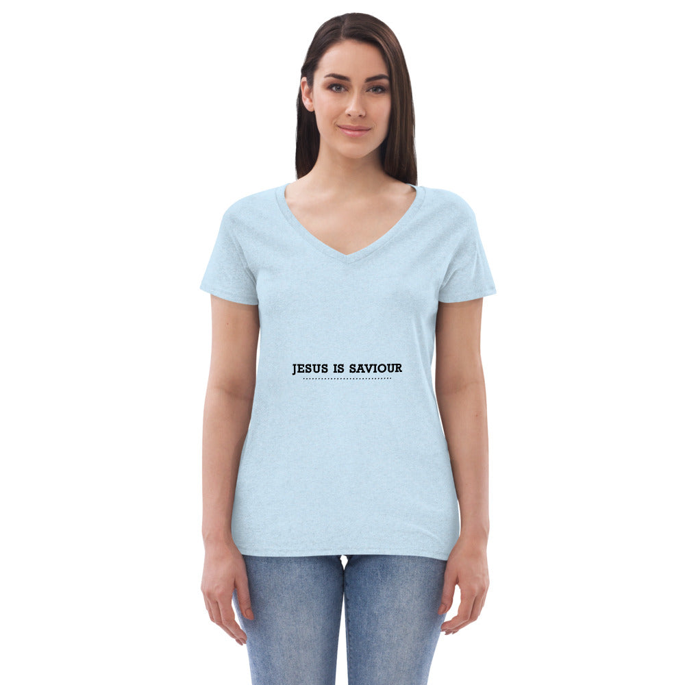 JESUS IS SAVIOUR - Women’s recycled v-neck t-shirt