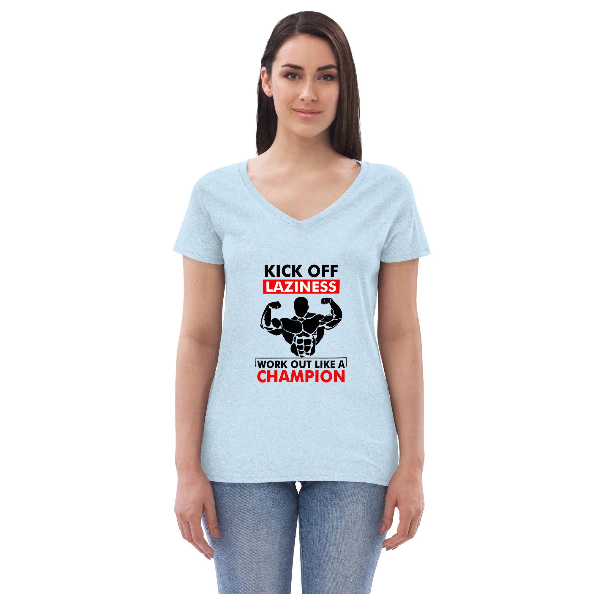 KICK OFF LAZINESS - Women’s recycled v-neck t-shirt