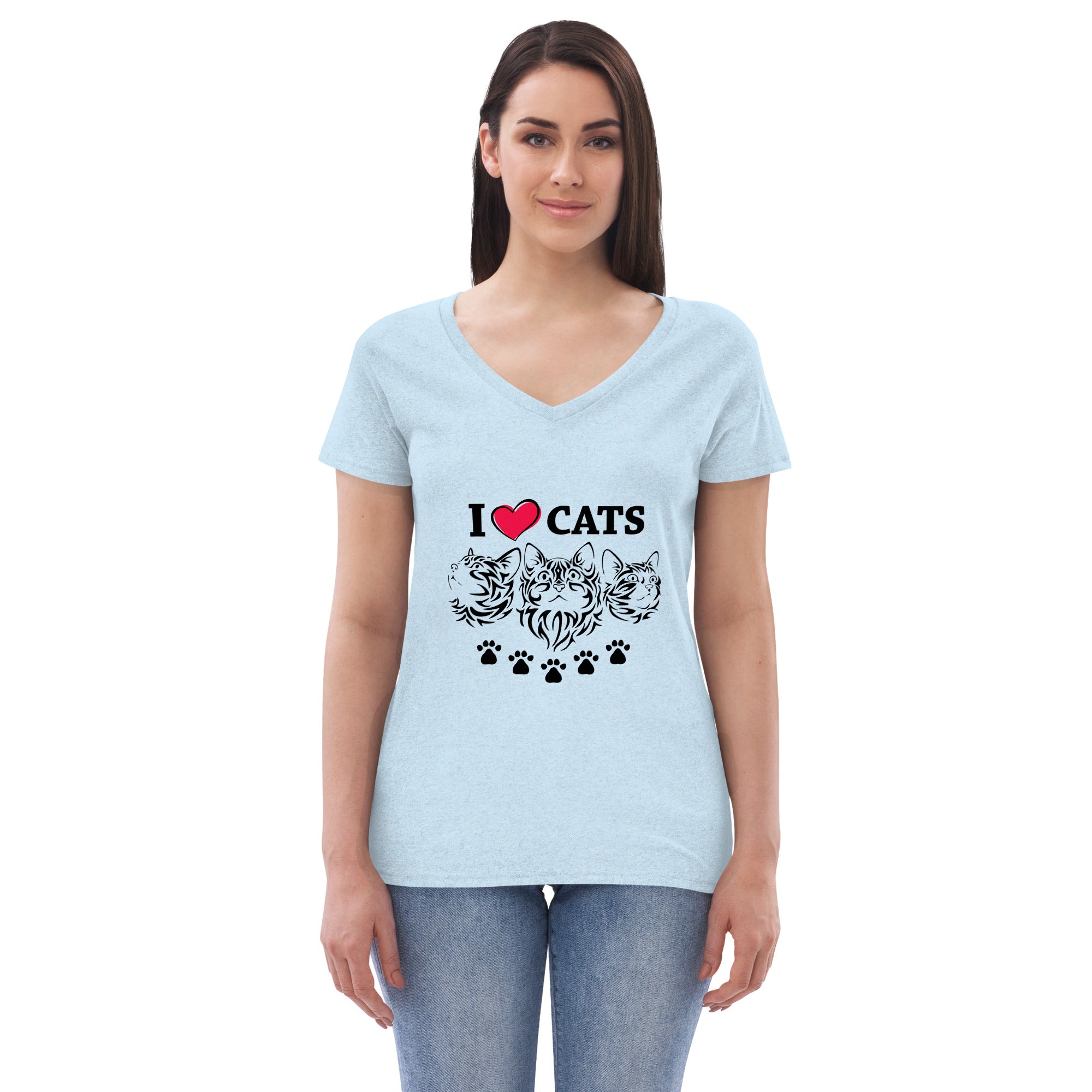 I LOVE CATS - Women’s recycled v-neck t-shirt