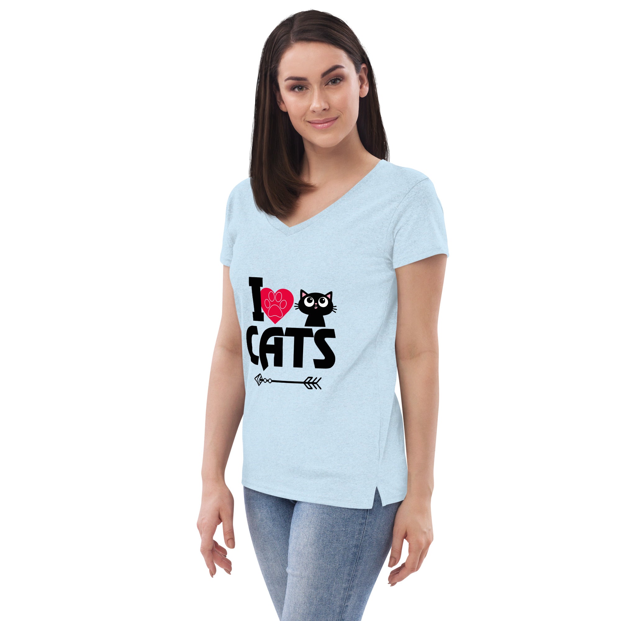 I LOVE CATS - Women’s recycled v-neck t-shirt