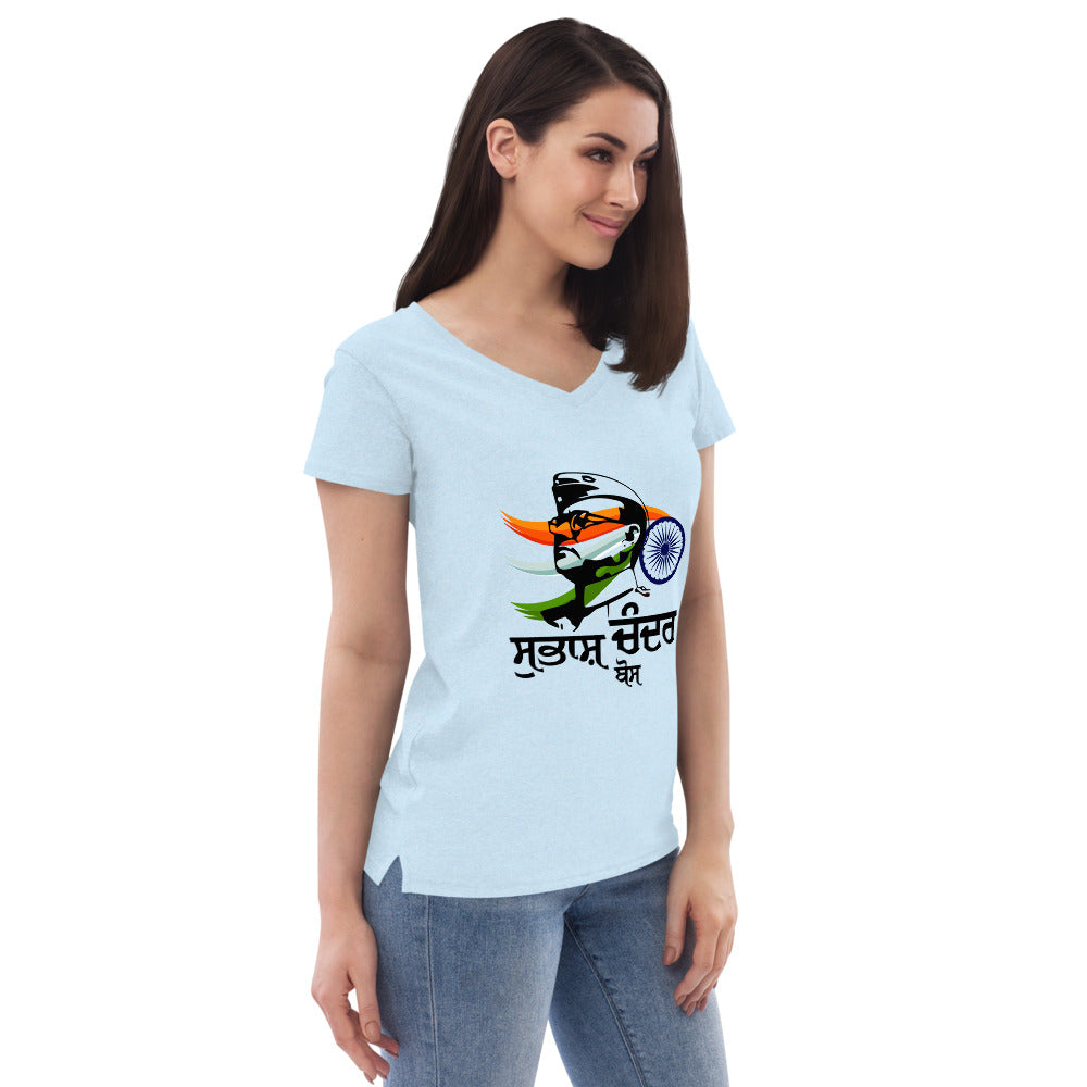 SUBHASH CHANDRA BOSE - Women’s recycled v-neck t-shirt