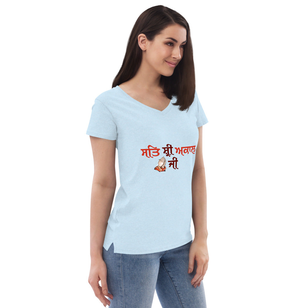 SAT SHRI AKAAL - Women’s recycled v-neck t-shirt