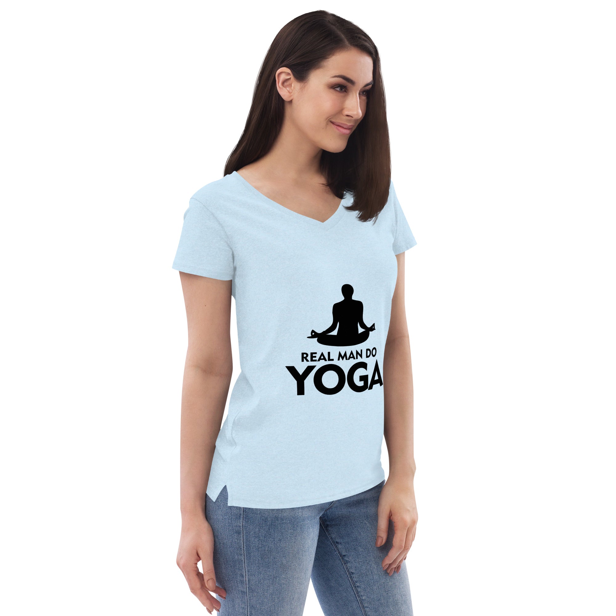 REAL MAN DO YOGA - Women’s recycled v-neck t-shirt