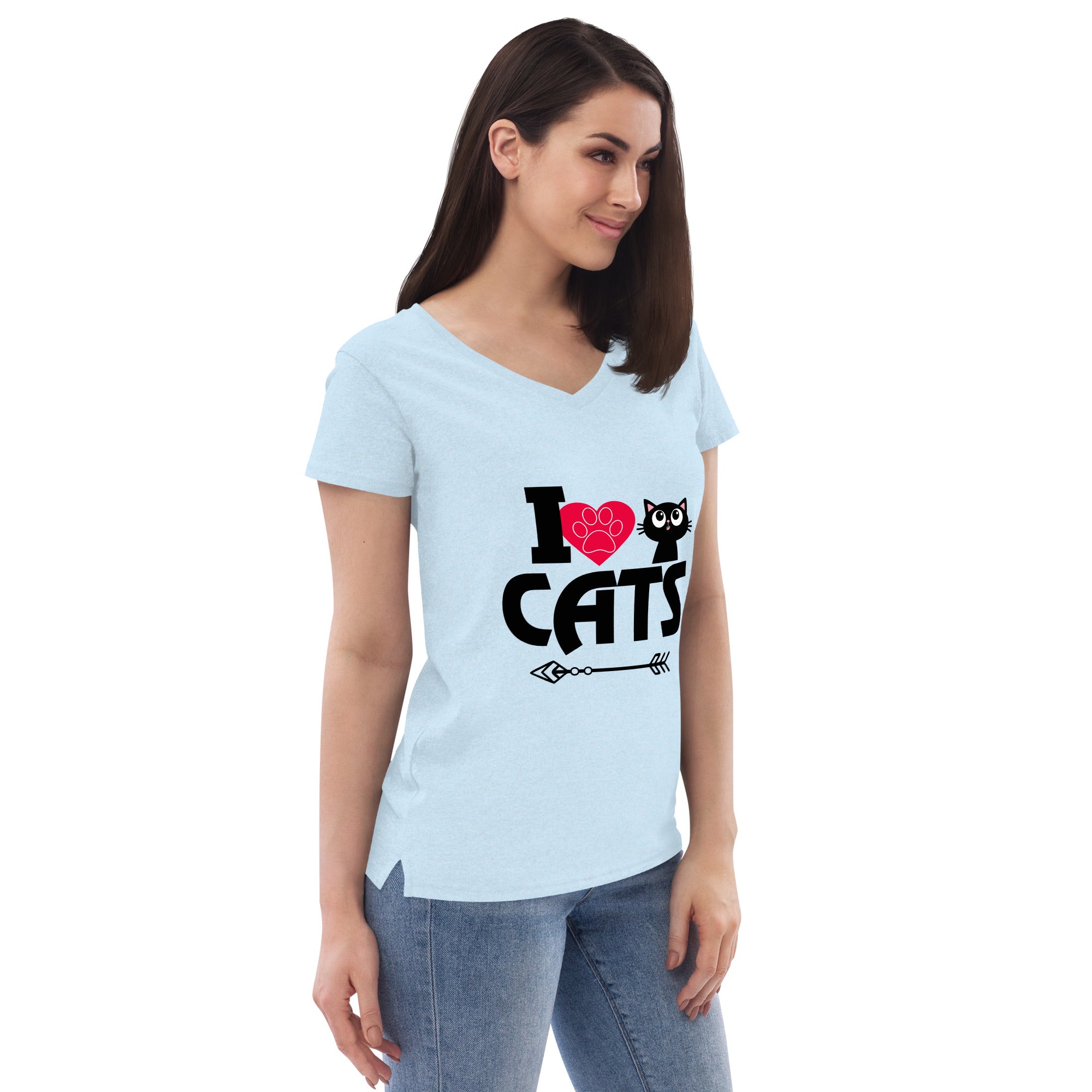 I LOVE CATS - Women’s recycled v-neck t-shirt