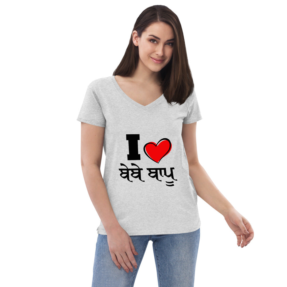 I LOVE BEBE BAPPU - Women’s recycled v-neck t-shirt