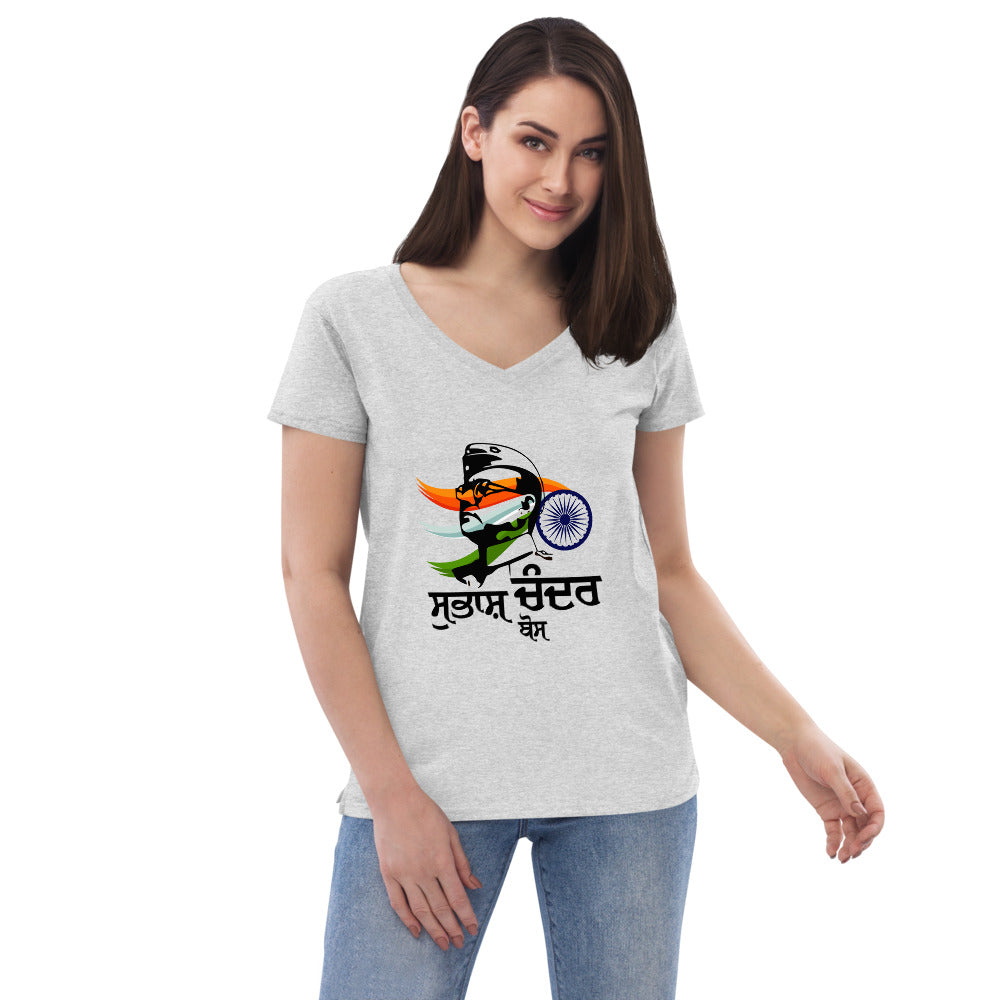 SUBHASH CHANDRA BOSE - Women’s recycled v-neck t-shirt