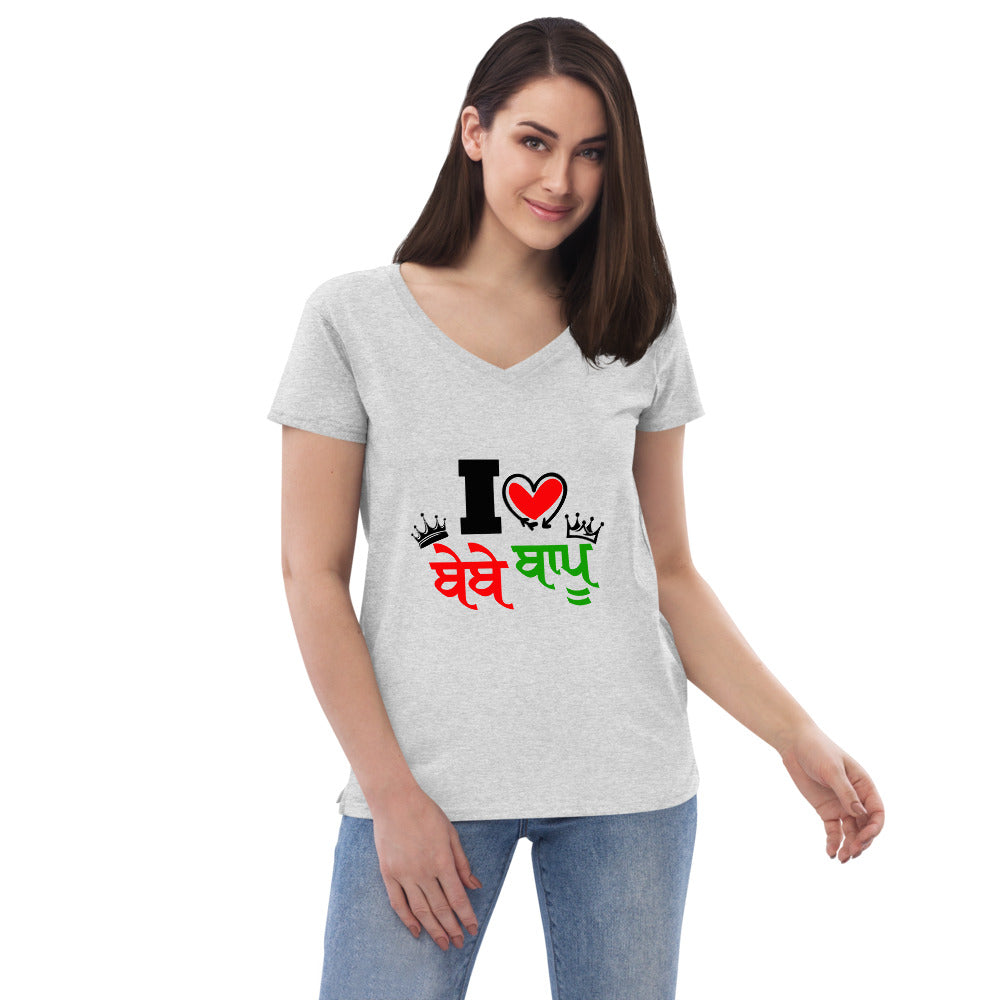 I LOVE BEBE BAPU - Women’s recycled v-neck t-shirt