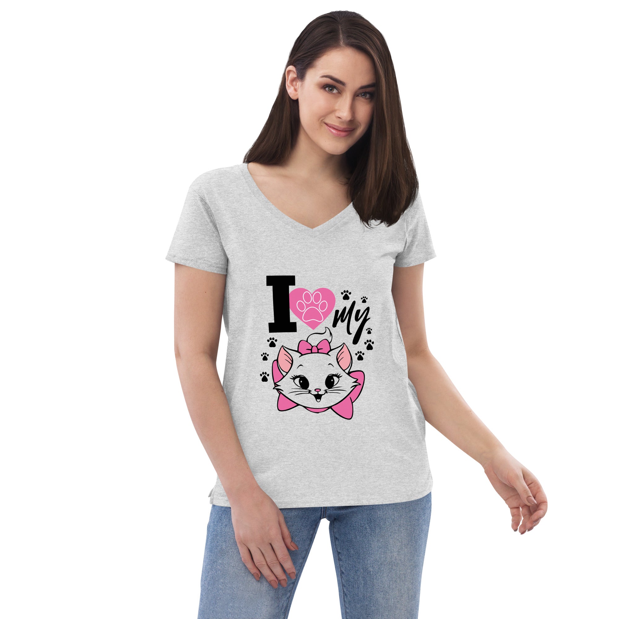 I LOVE MY CAT - Women’s recycled v-neck t-shirt