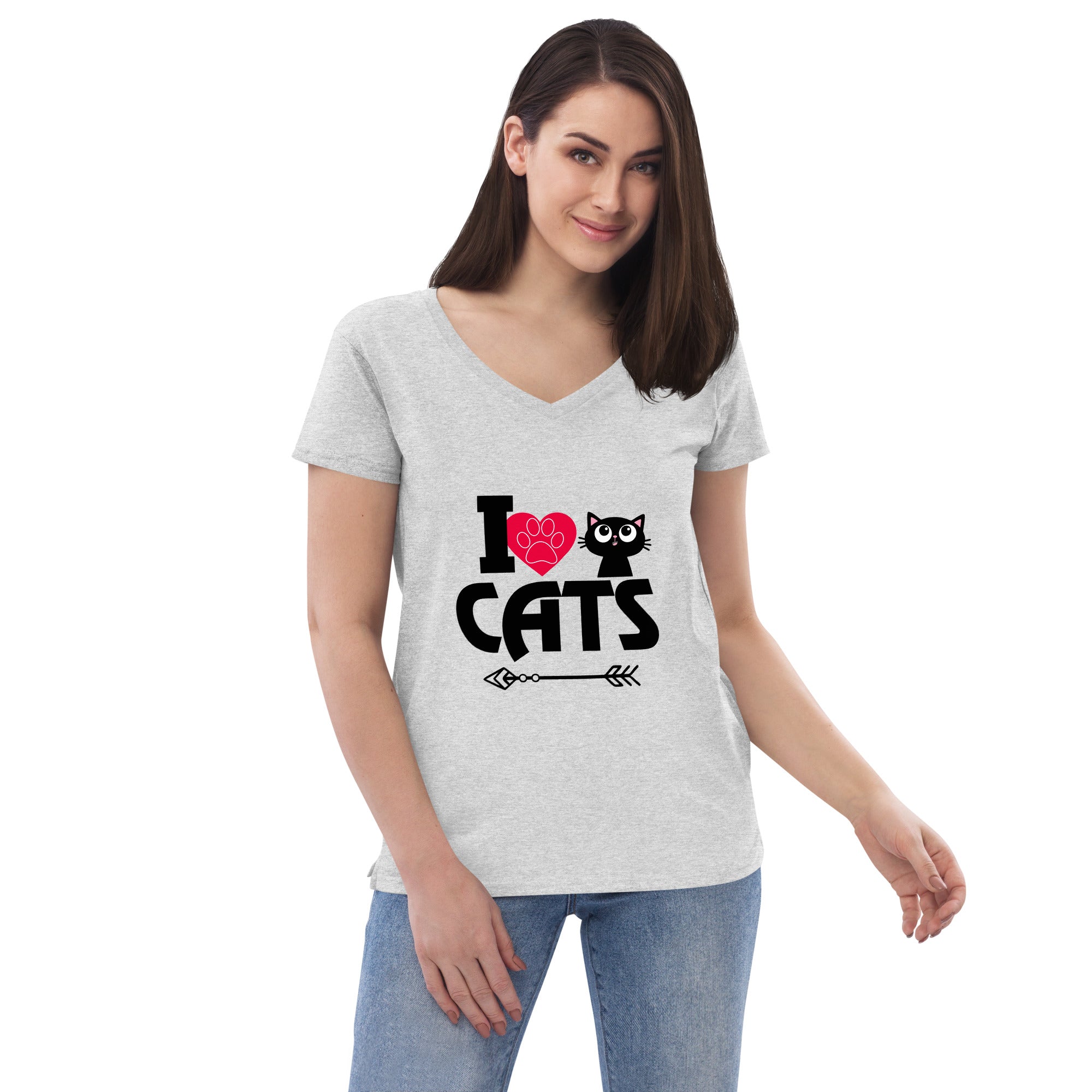 I LOVE CATS - Women’s recycled v-neck t-shirt