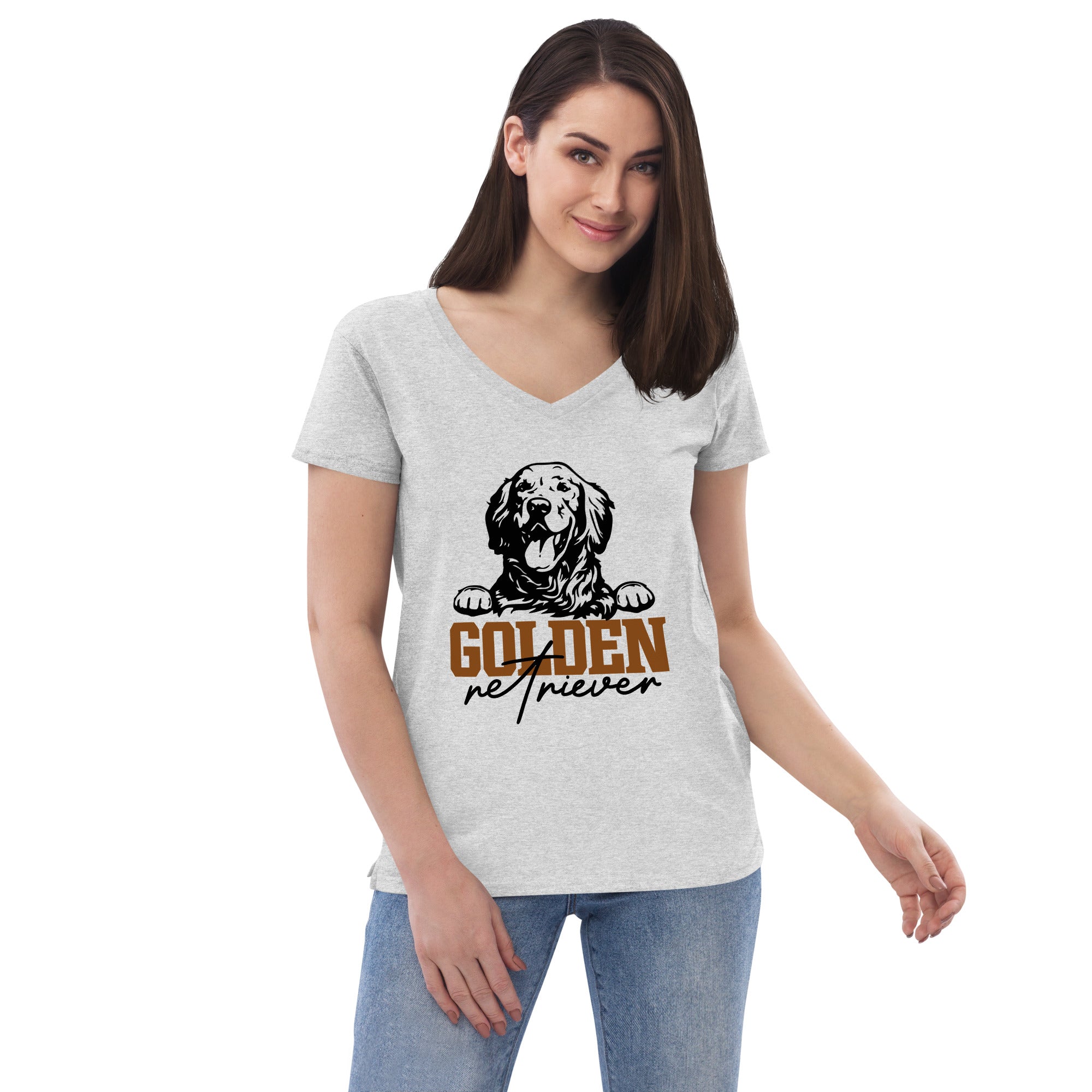 GOLDEN RETRIEVER - Women’s recycled v-neck t-shirt