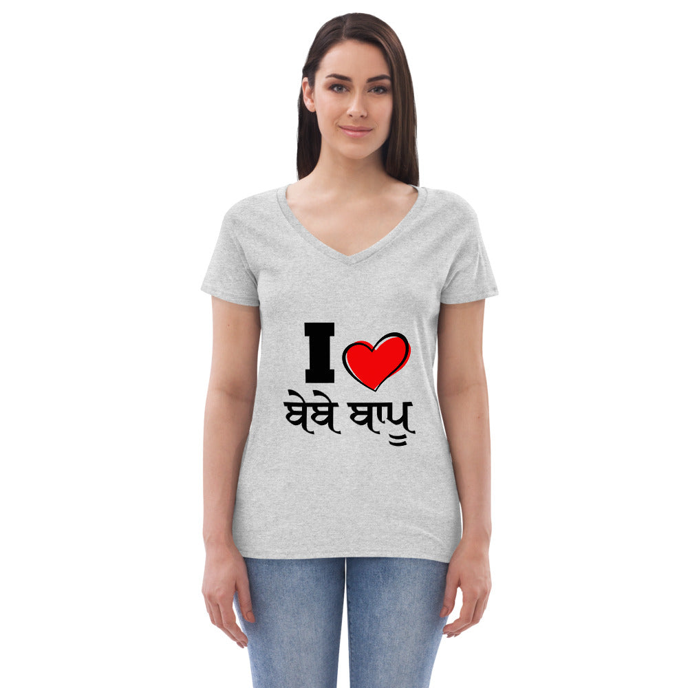 I LOVE BEBE BAPPU - Women’s recycled v-neck t-shirt