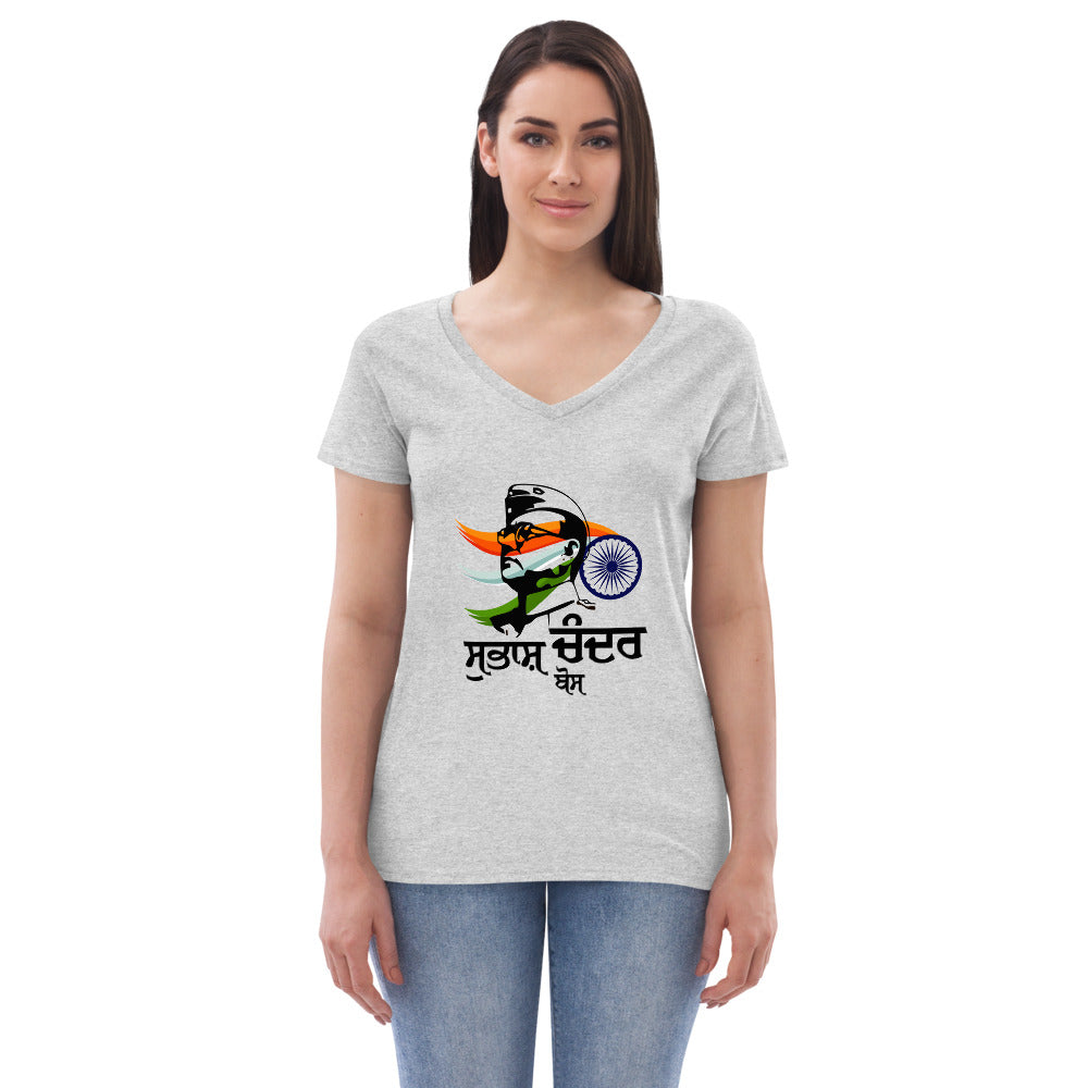 SUBHASH CHANDRA BOSE - Women’s recycled v-neck t-shirt