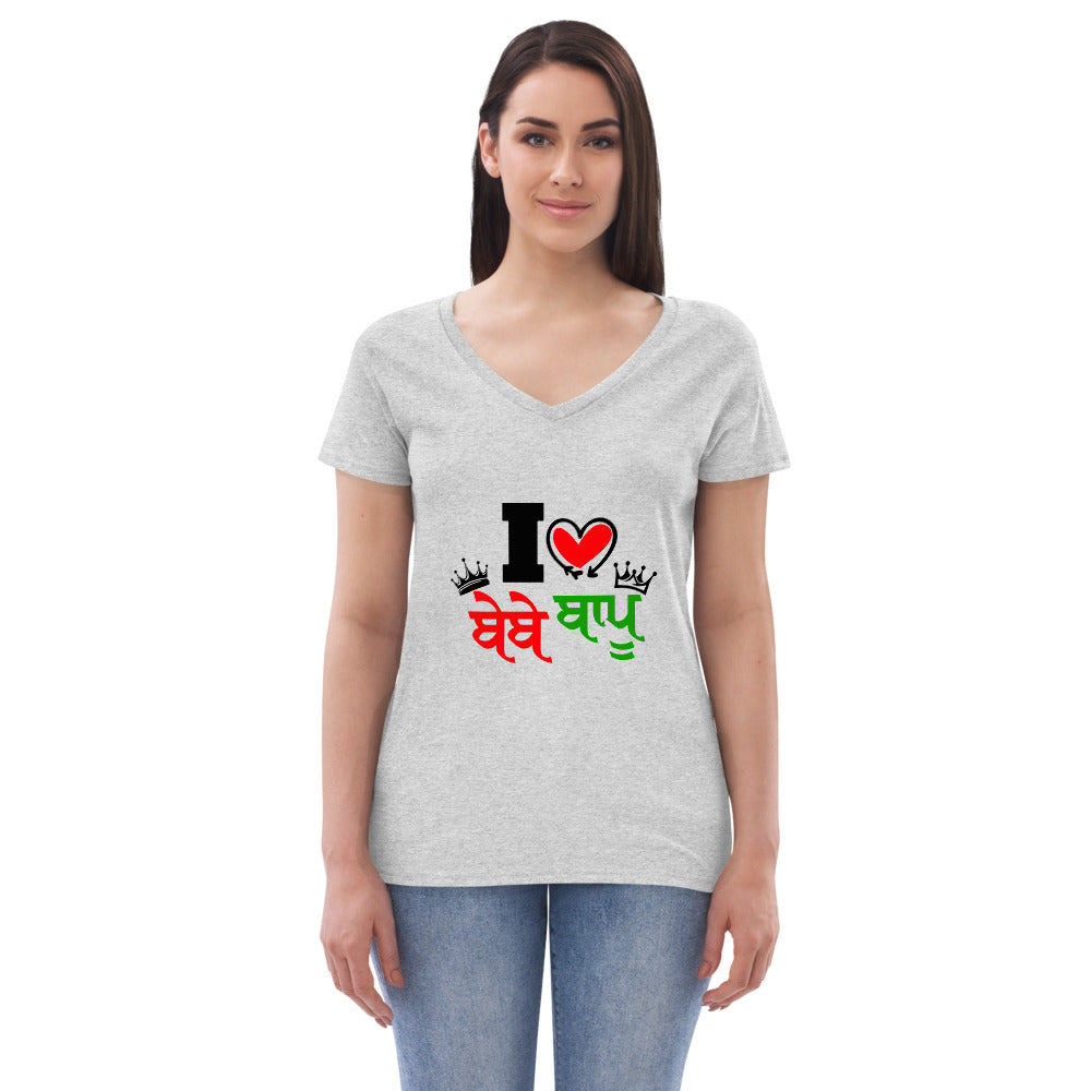 I LOVE BEBE BAPU - Women’s recycled v-neck t-shirt