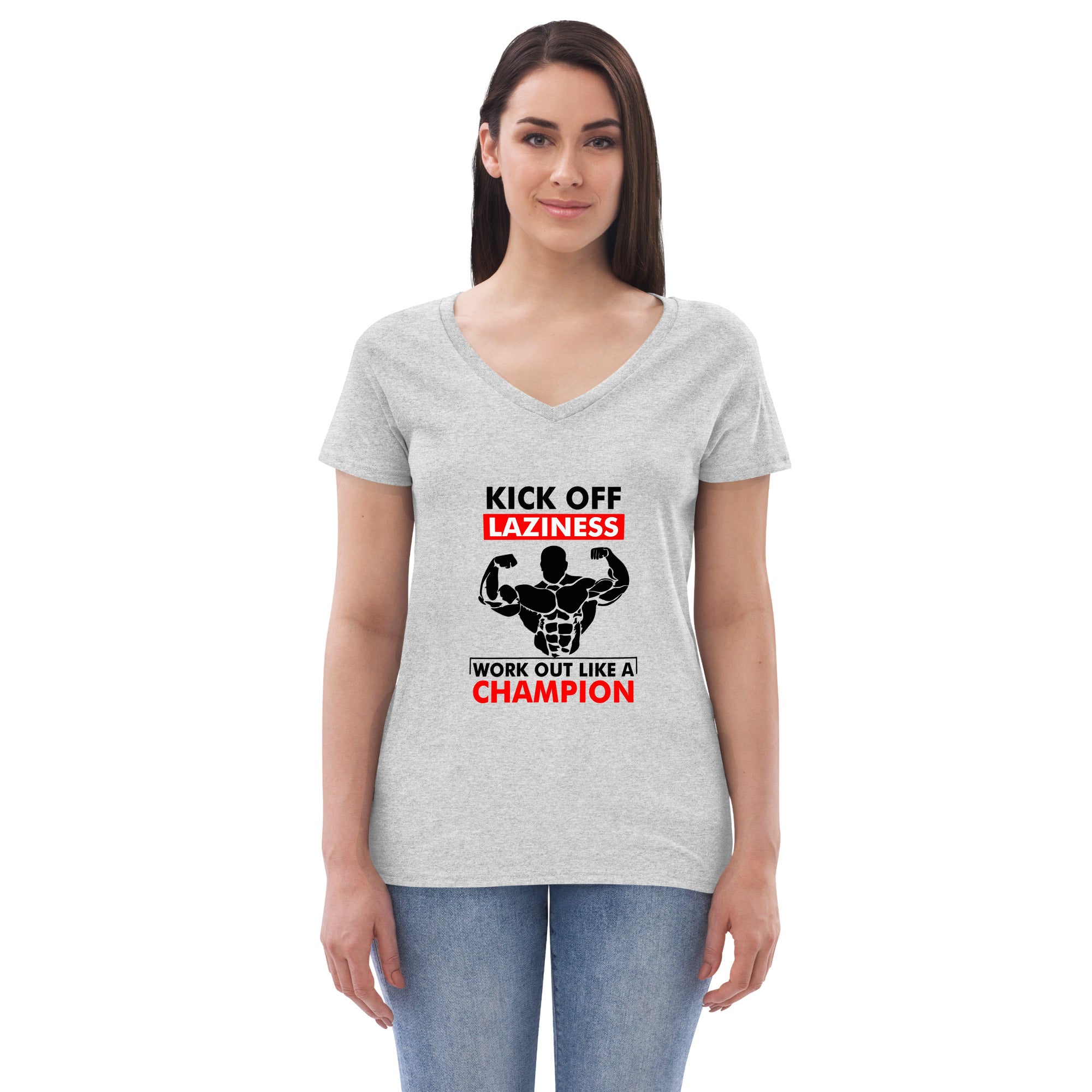 KICK OFF LAZINESS - Women’s recycled v-neck t-shirt