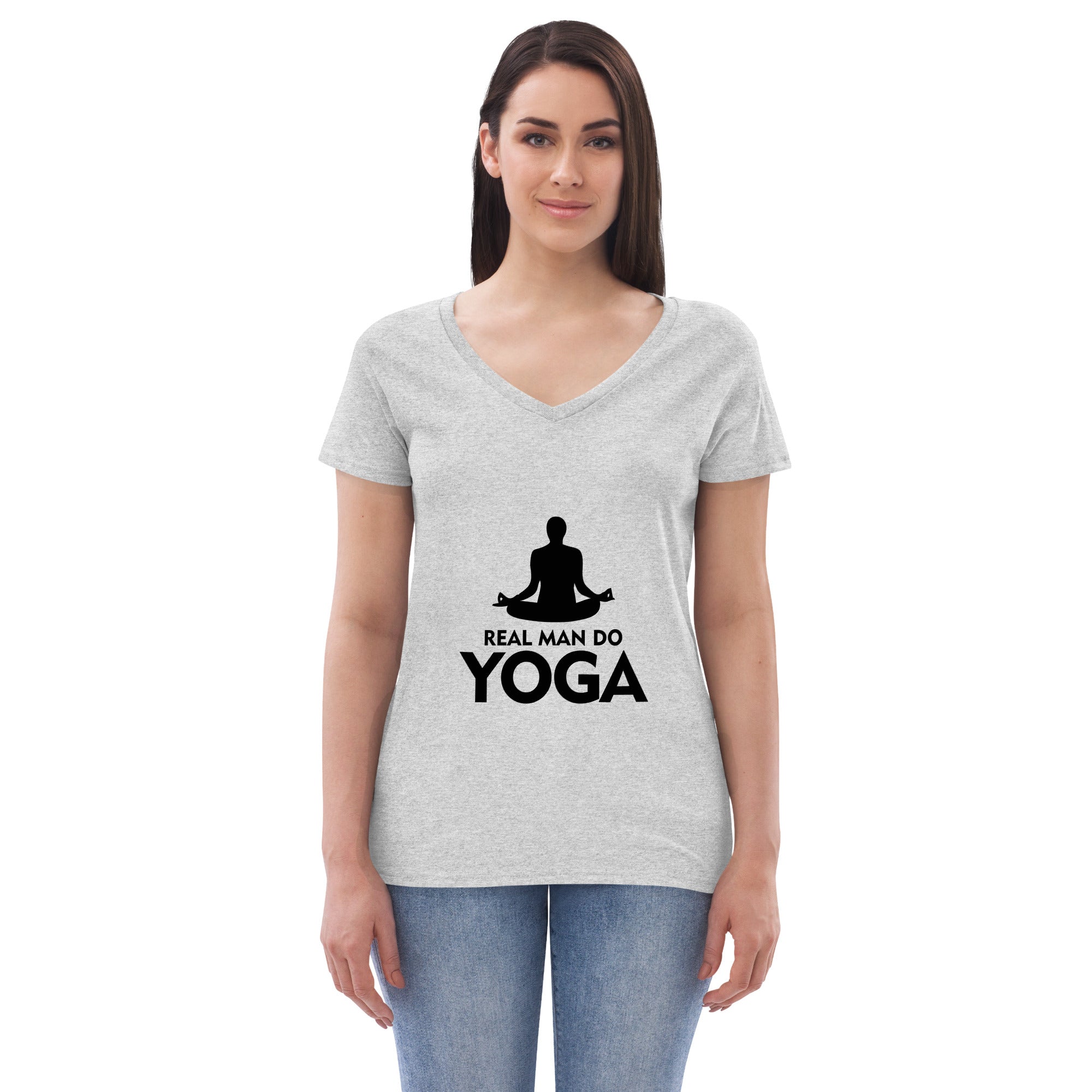 REAL MAN DO YOGA - Women’s recycled v-neck t-shirt