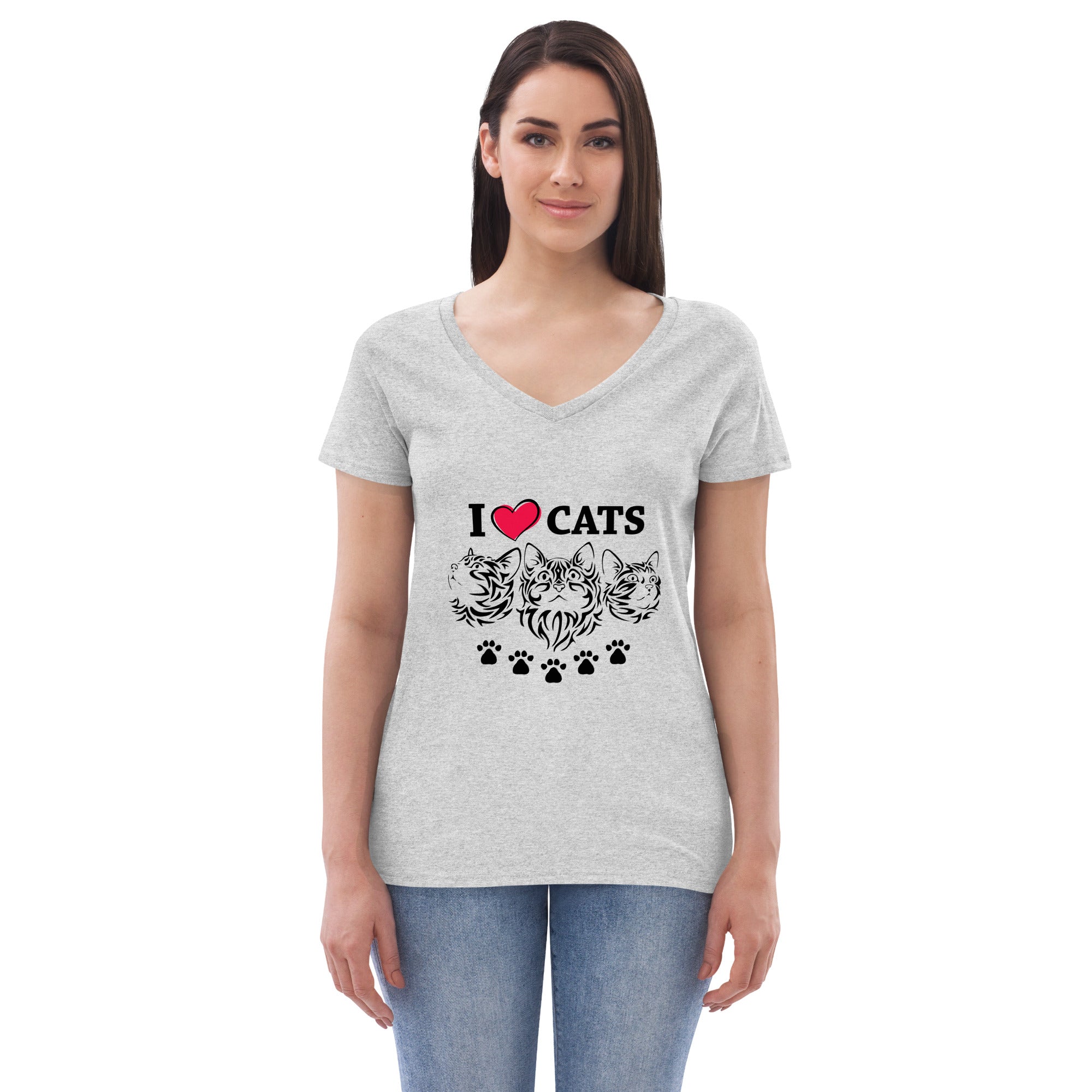 I LOVE CATS - Women’s recycled v-neck t-shirt