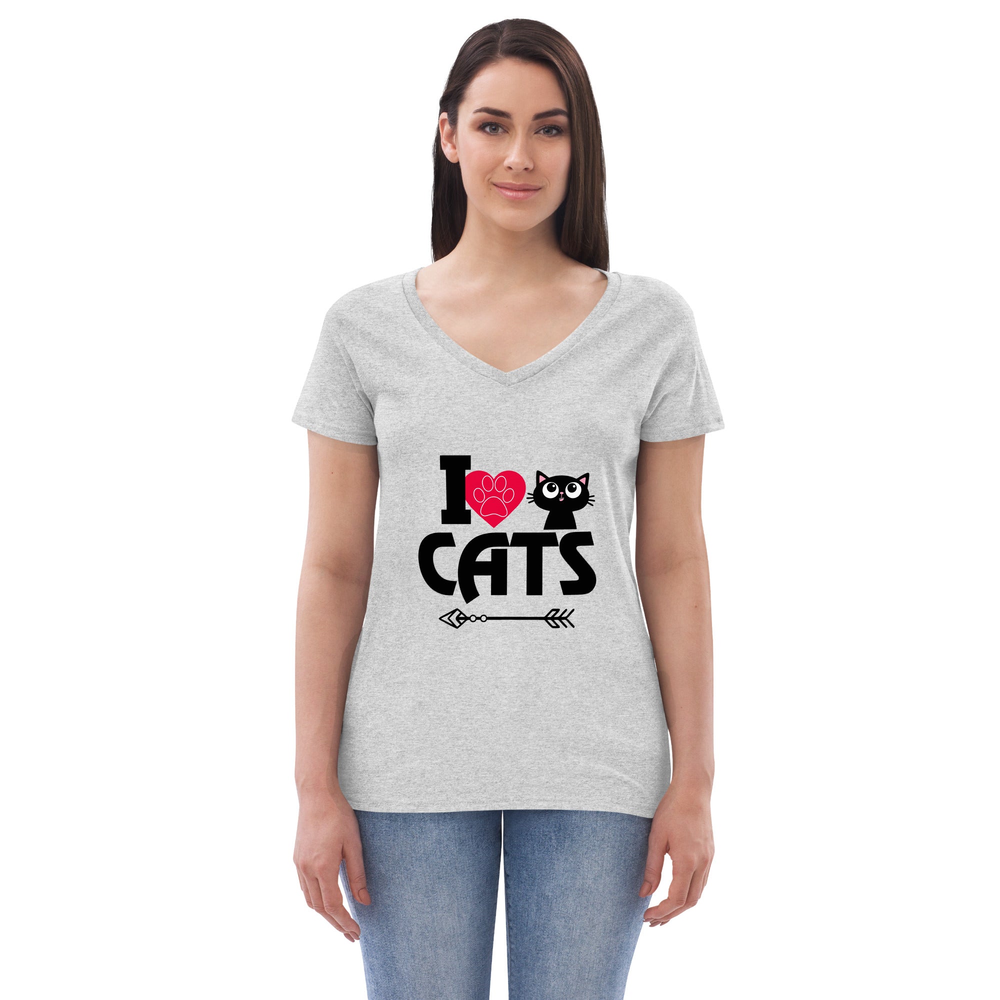 I LOVE CATS - Women’s recycled v-neck t-shirt