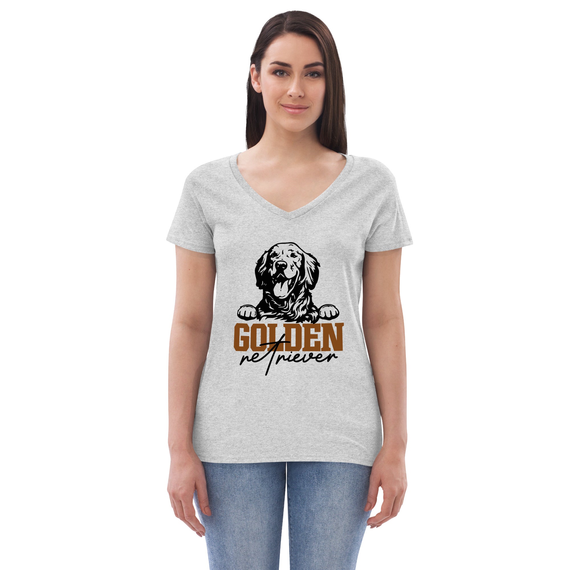 GOLDEN RETRIEVER - Women’s recycled v-neck t-shirt