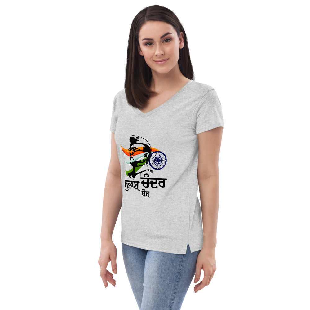 SUBHASH CHANDRA BOSE - Women’s recycled v-neck t-shirt