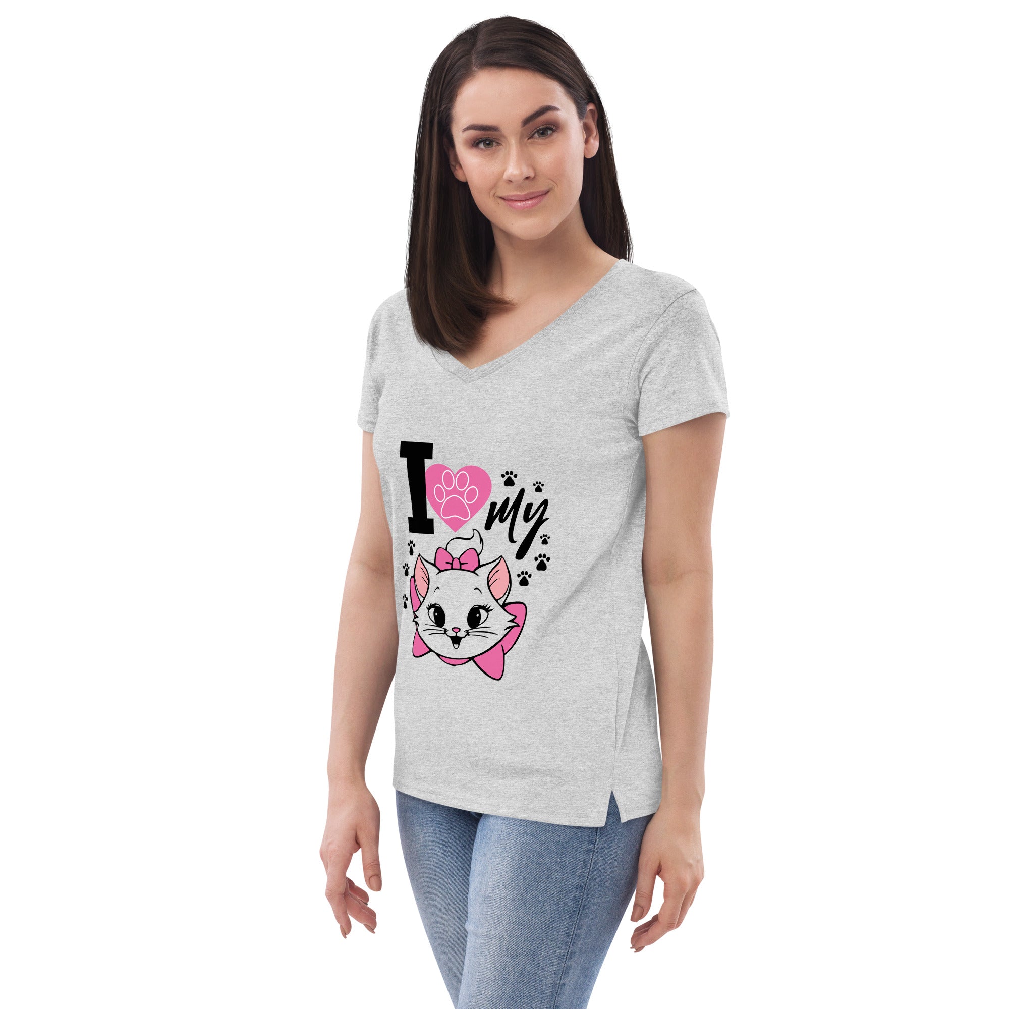 I LOVE MY CAT - Women’s recycled v-neck t-shirt