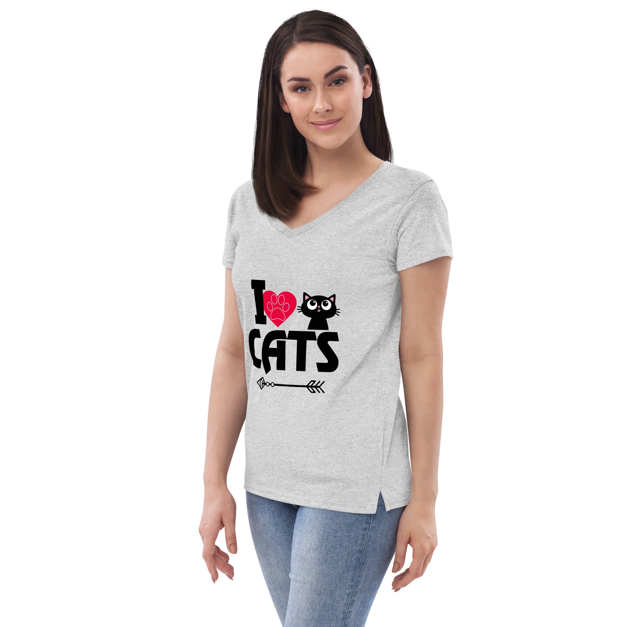 I LOVE CATS - Women’s recycled v-neck t-shirt