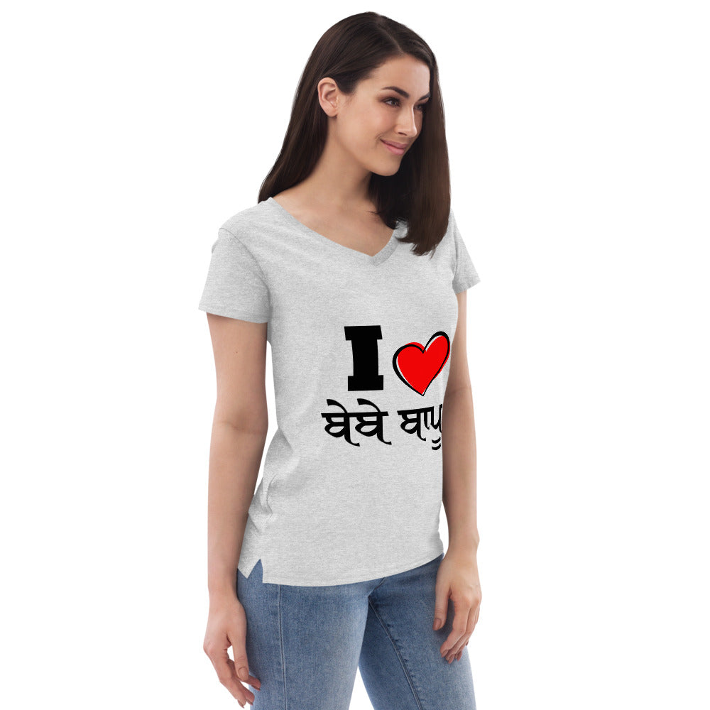 I LOVE BEBE BAPPU - Women’s recycled v-neck t-shirt