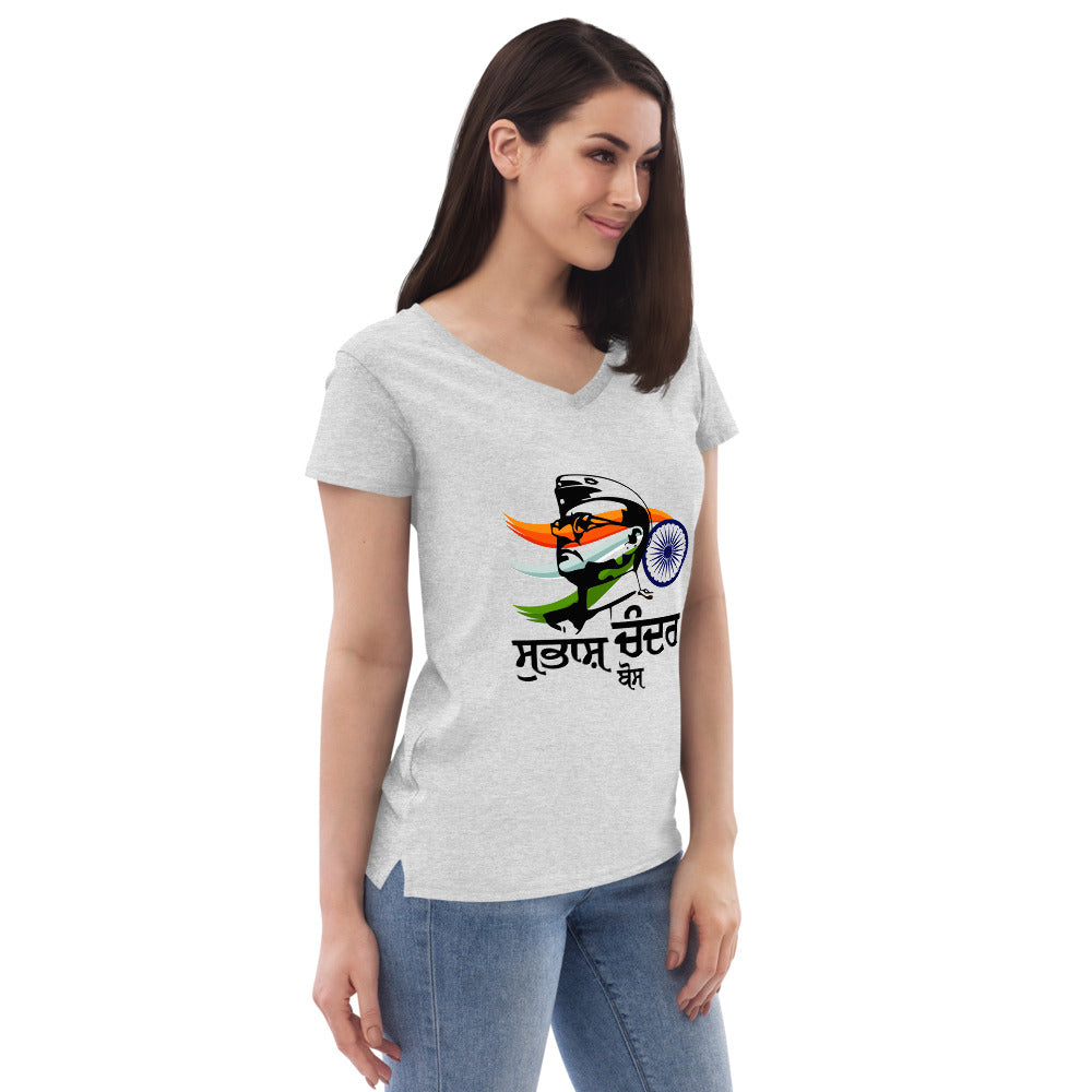 SUBHASH CHANDRA BOSE - Women’s recycled v-neck t-shirt