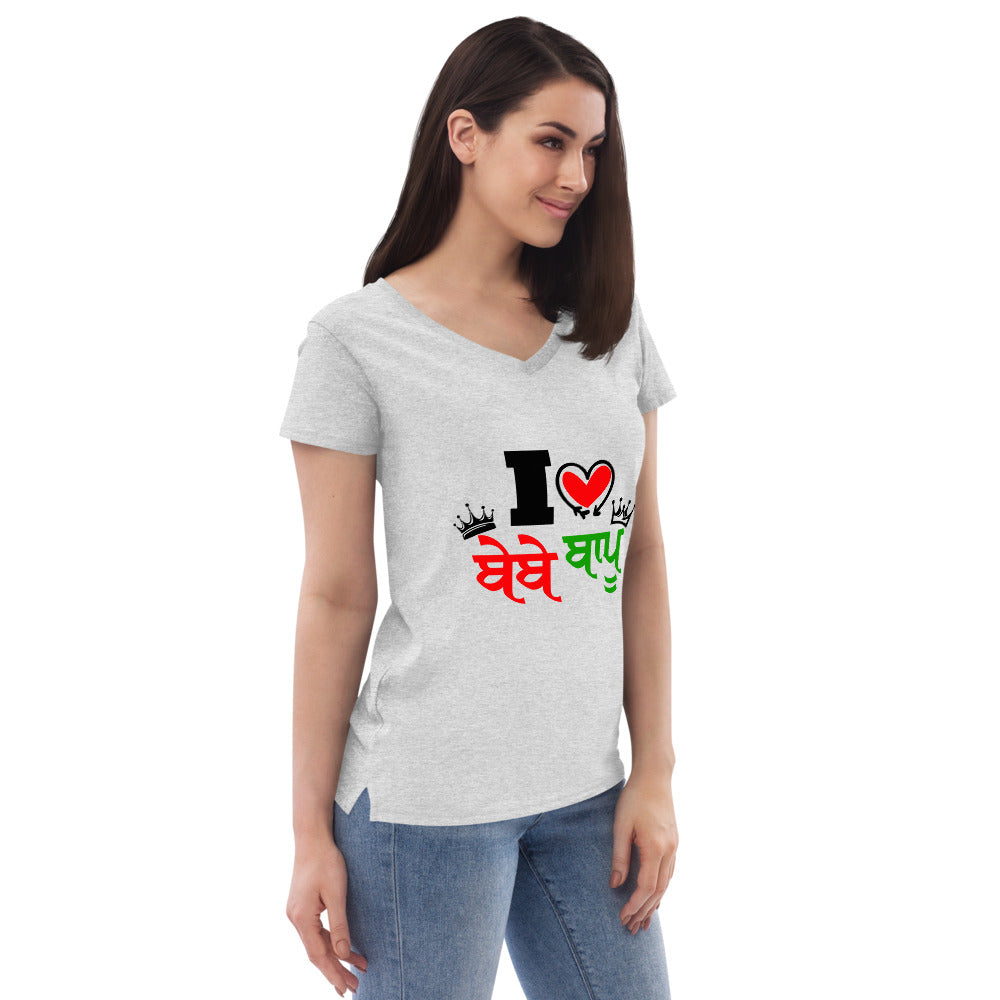 I LOVE BEBE BAPU - Women’s recycled v-neck t-shirt