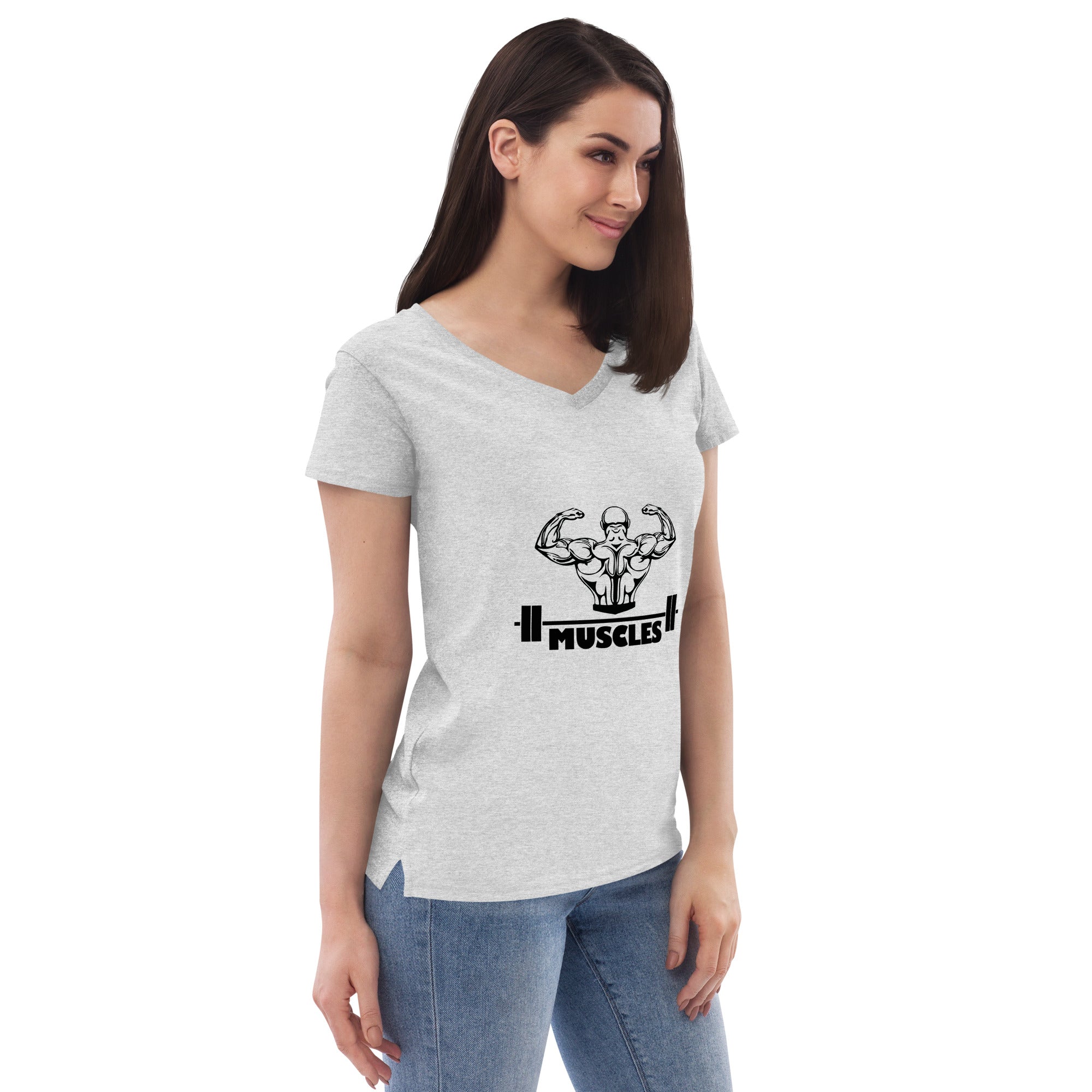 MUSCLES - Women’s recycled v-neck t-shirt