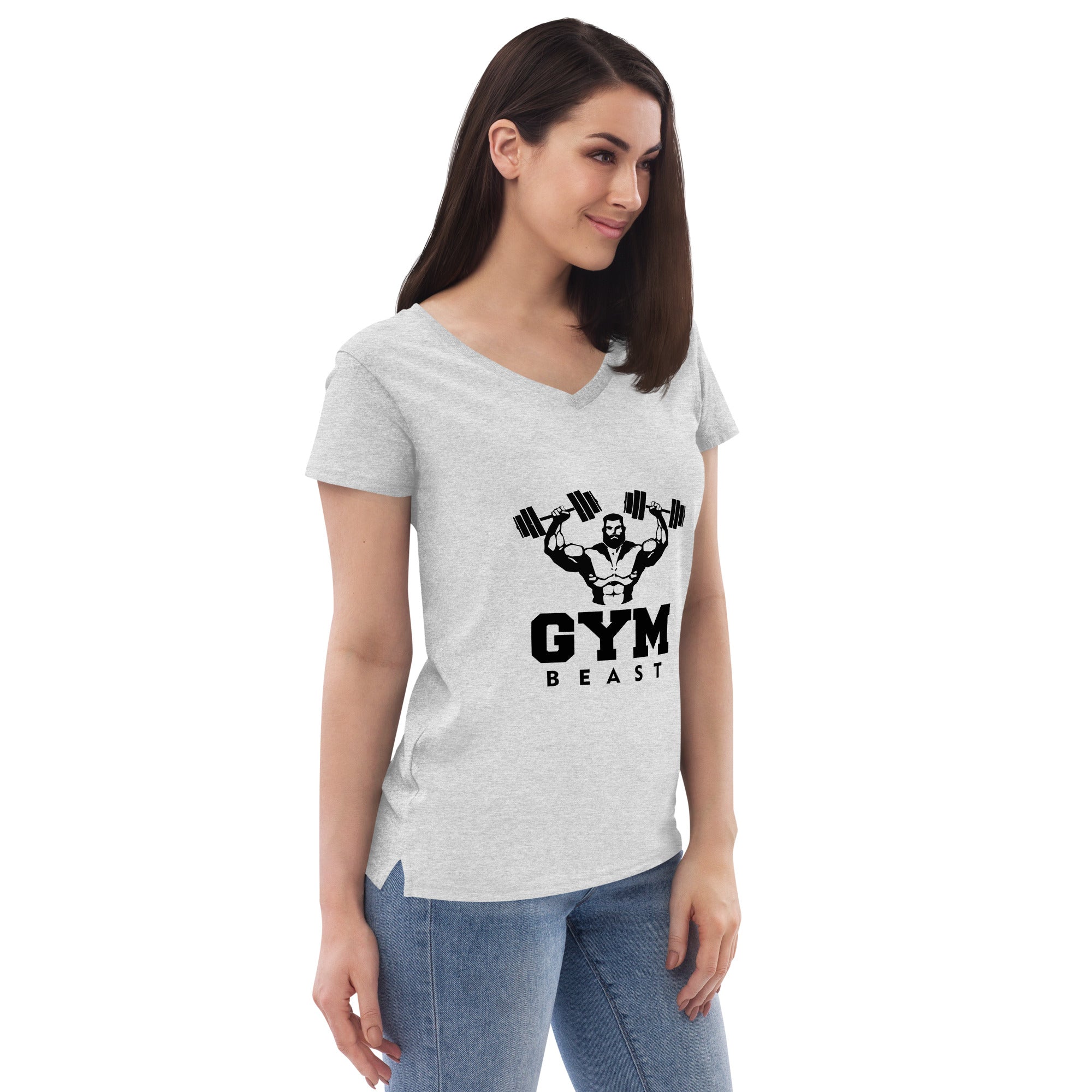 GYM BEAST - Women’s recycled v-neck t-shirt