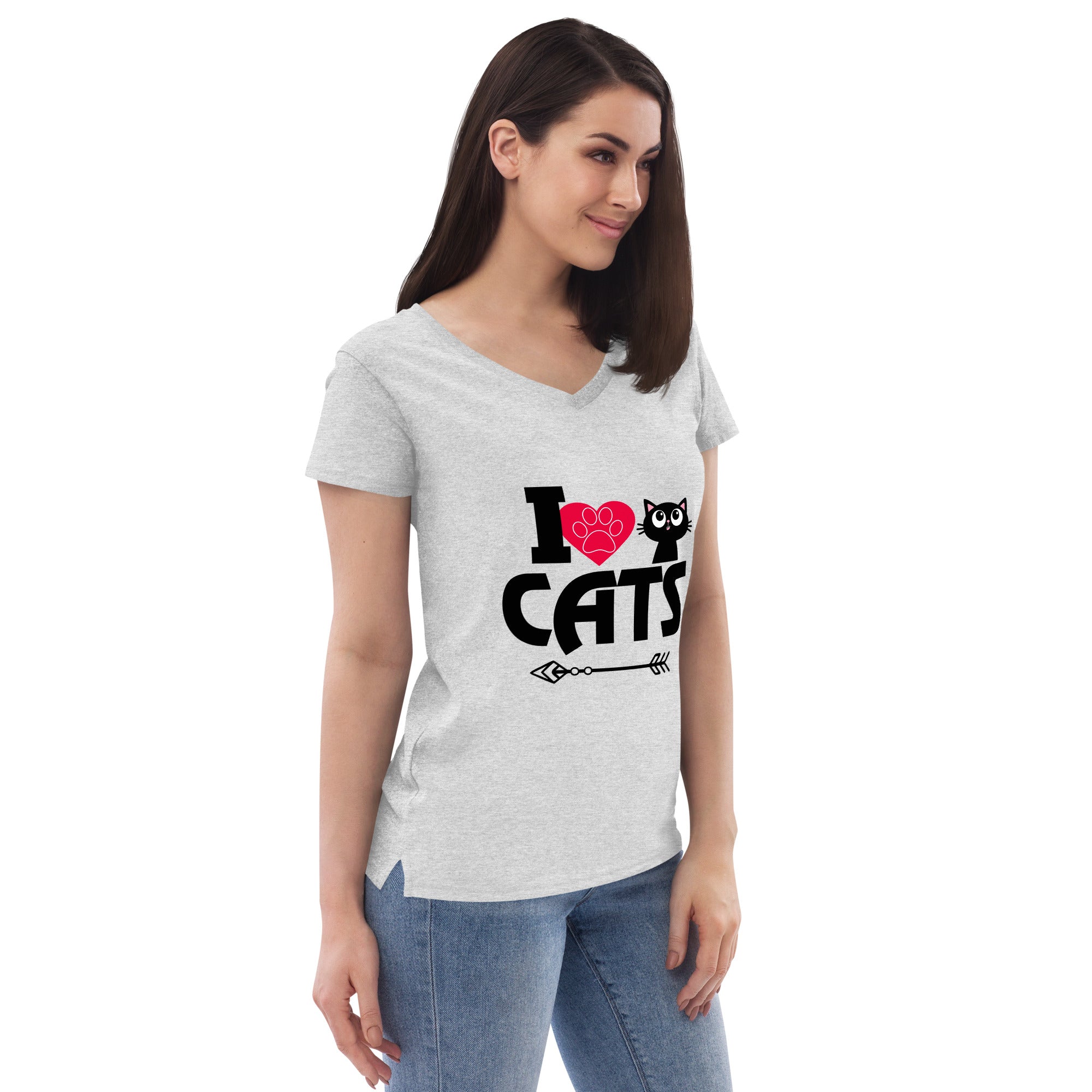 I LOVE CATS - Women’s recycled v-neck t-shirt