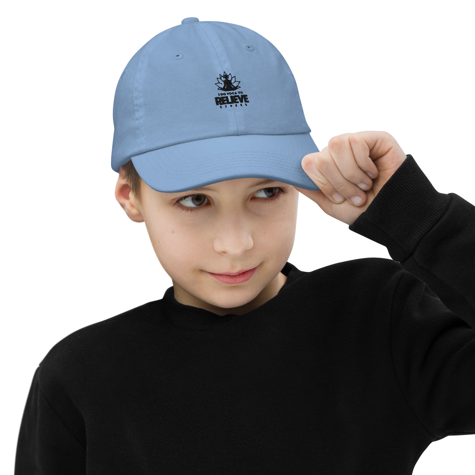 I  DO YOGA TO RELIEVE STRESS - Youth baseball cap