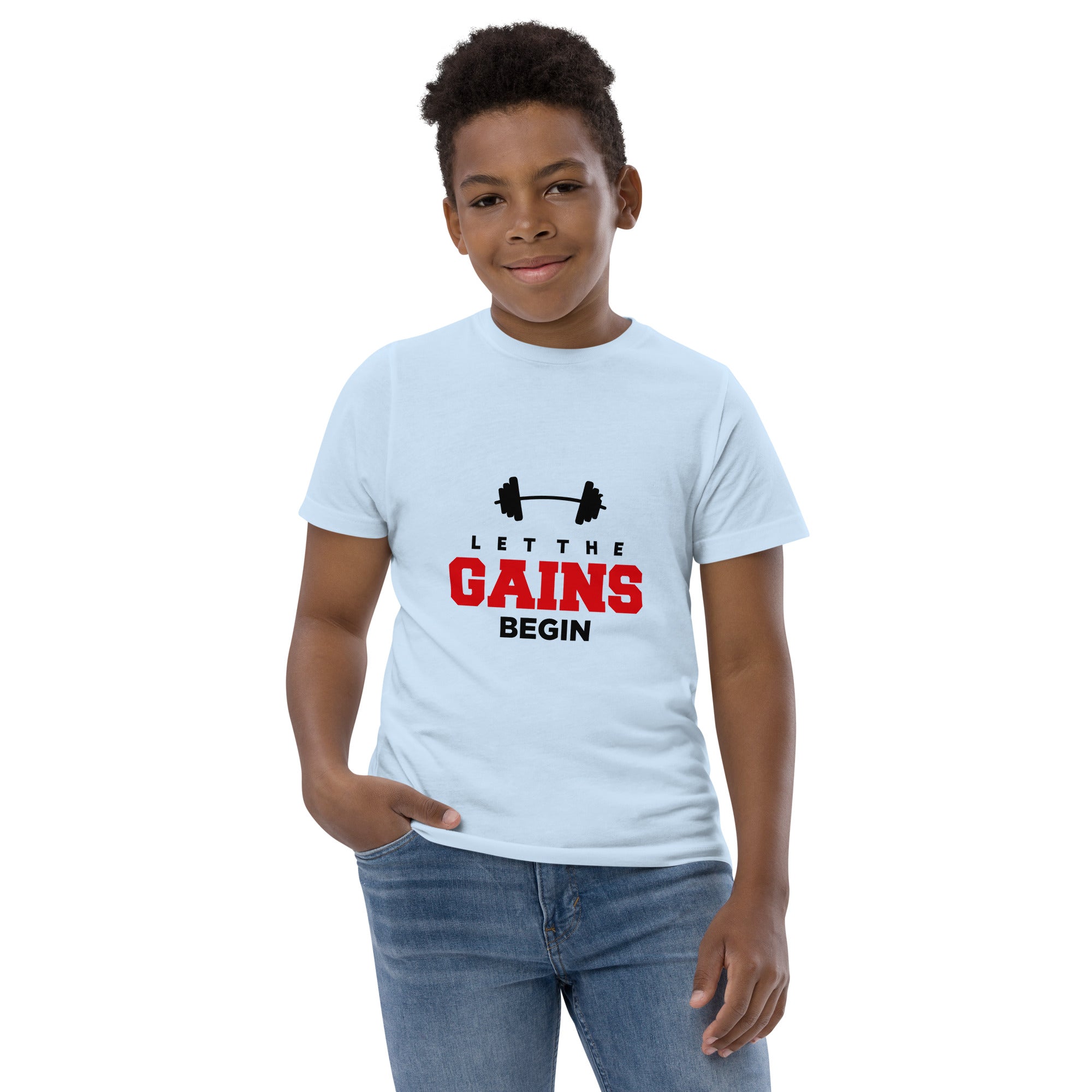 LET THE GAINS BEGIN - Youth jersey t-shirt