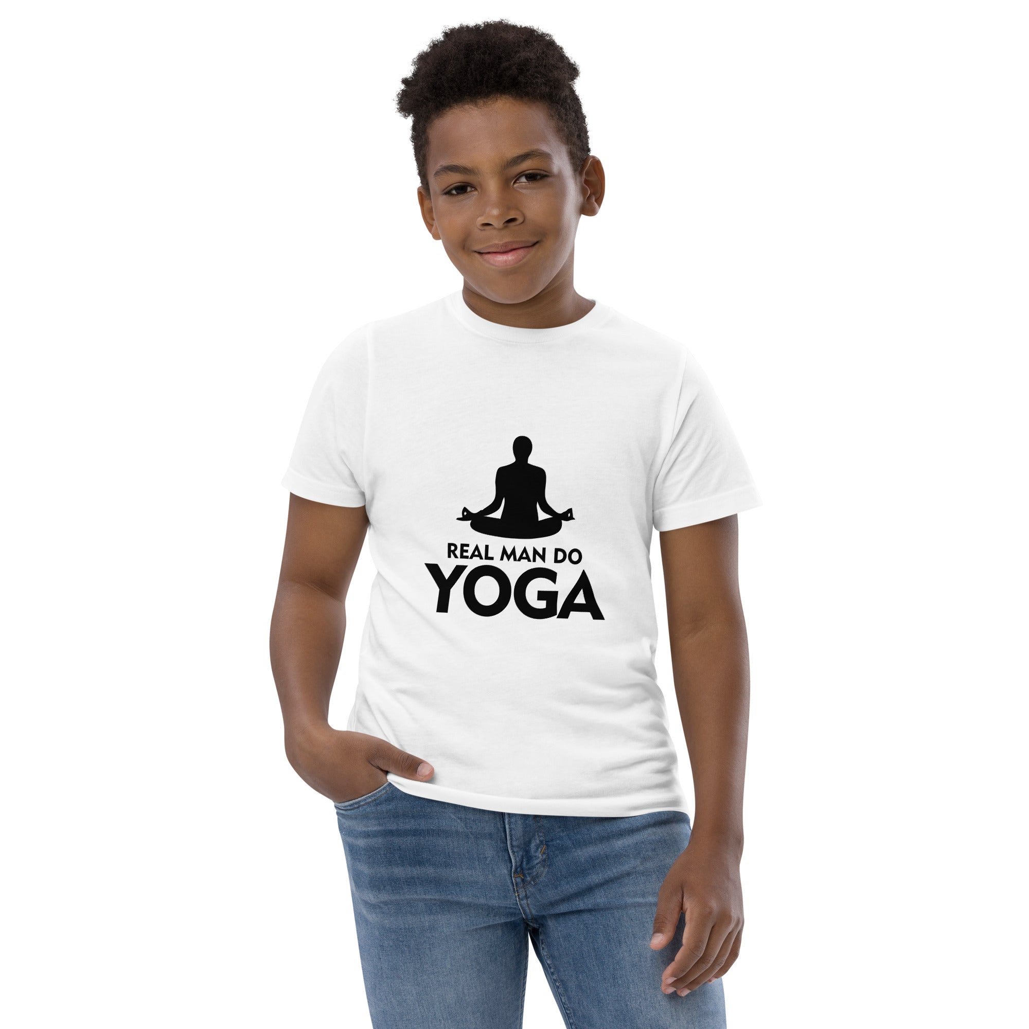 REAL MAN DO YOGA - Youth jersey t-shirt