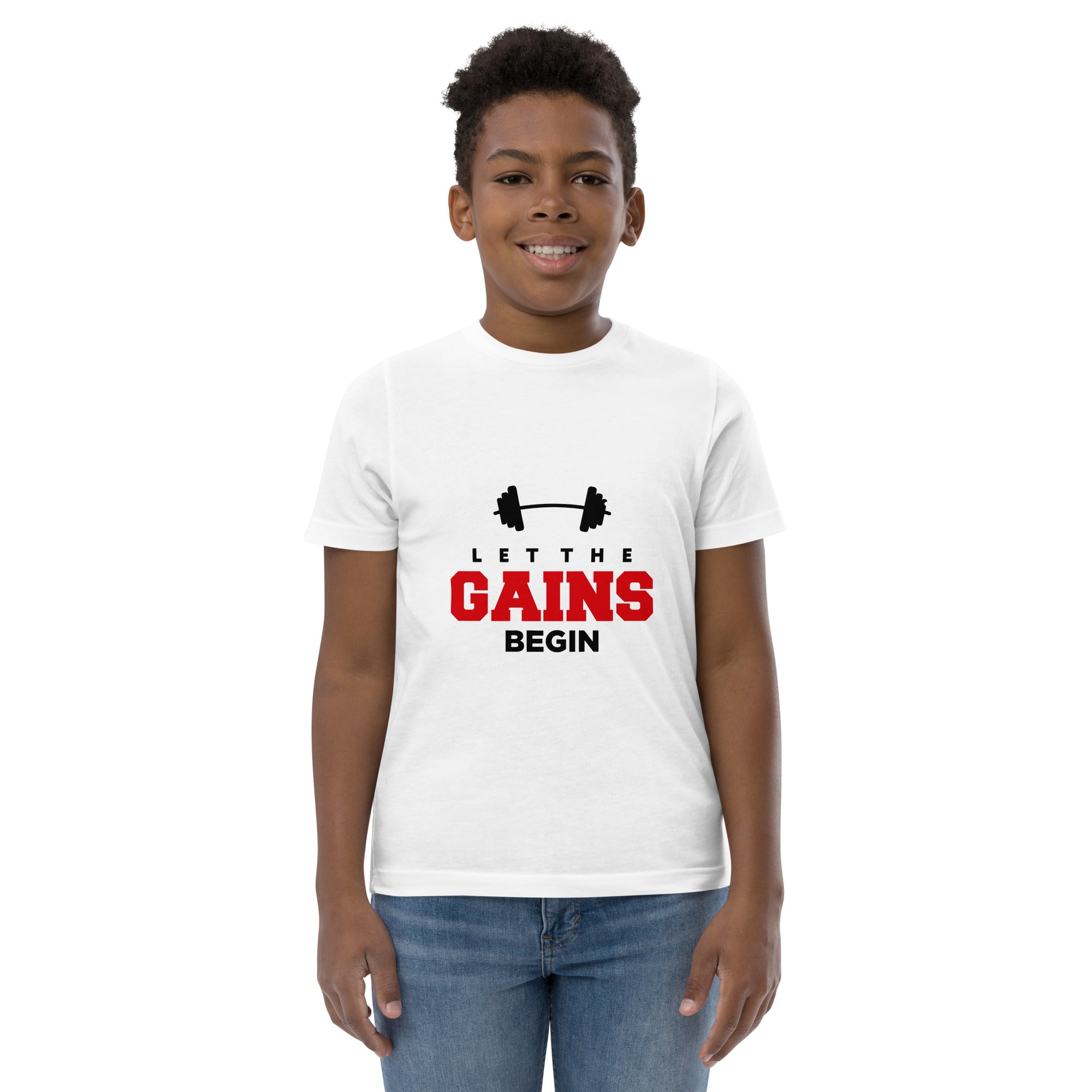 LET THE GAINS BEGIN - Youth jersey t-shirt