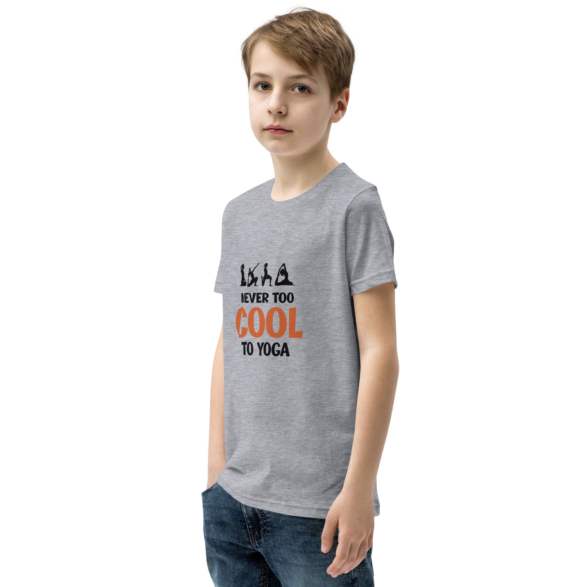 NEVER TOO COOL TO YOGA - Youth Short Sleeve T-Shirt