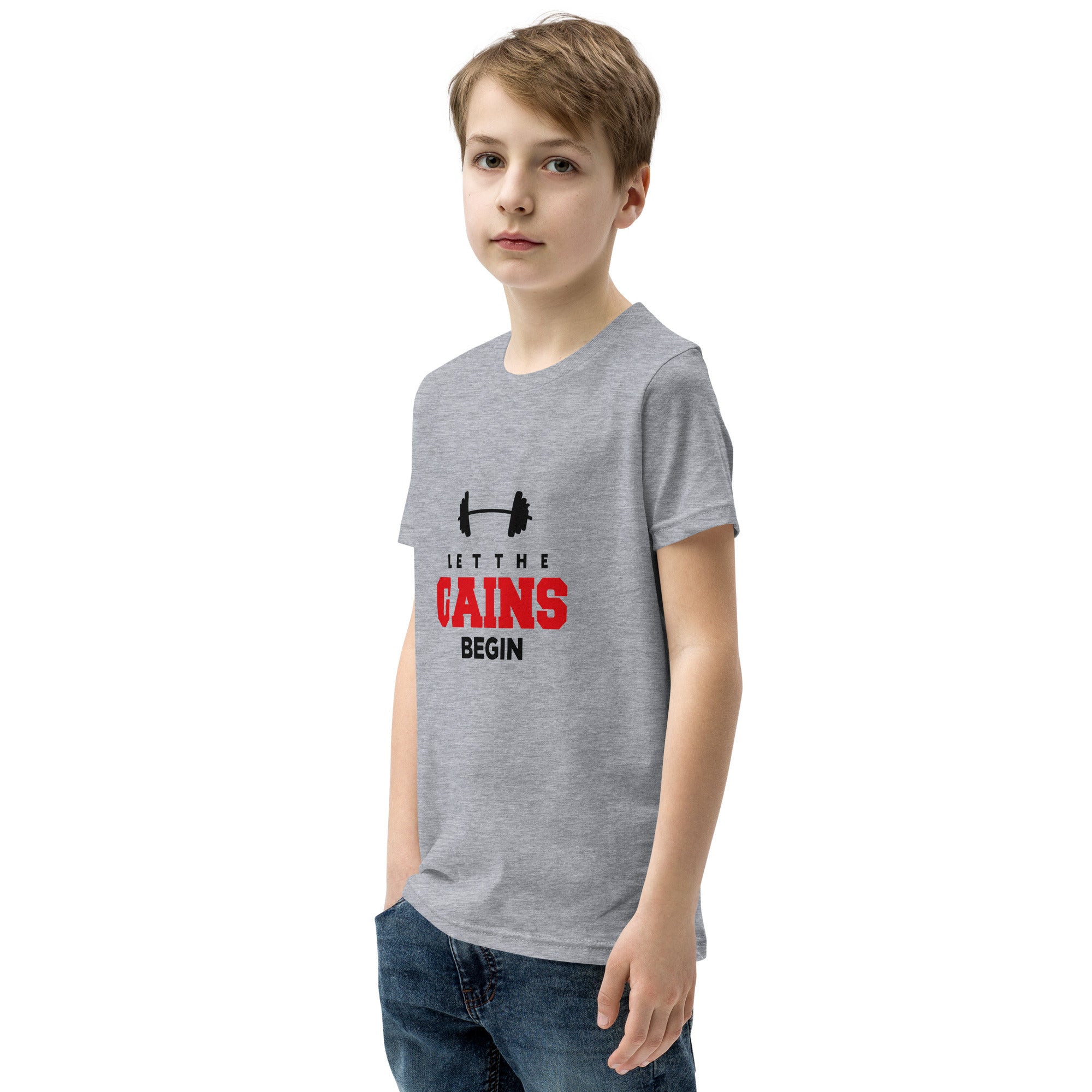 LET THE GAINS BEGIN - Youth Short Sleeve T-Shirt