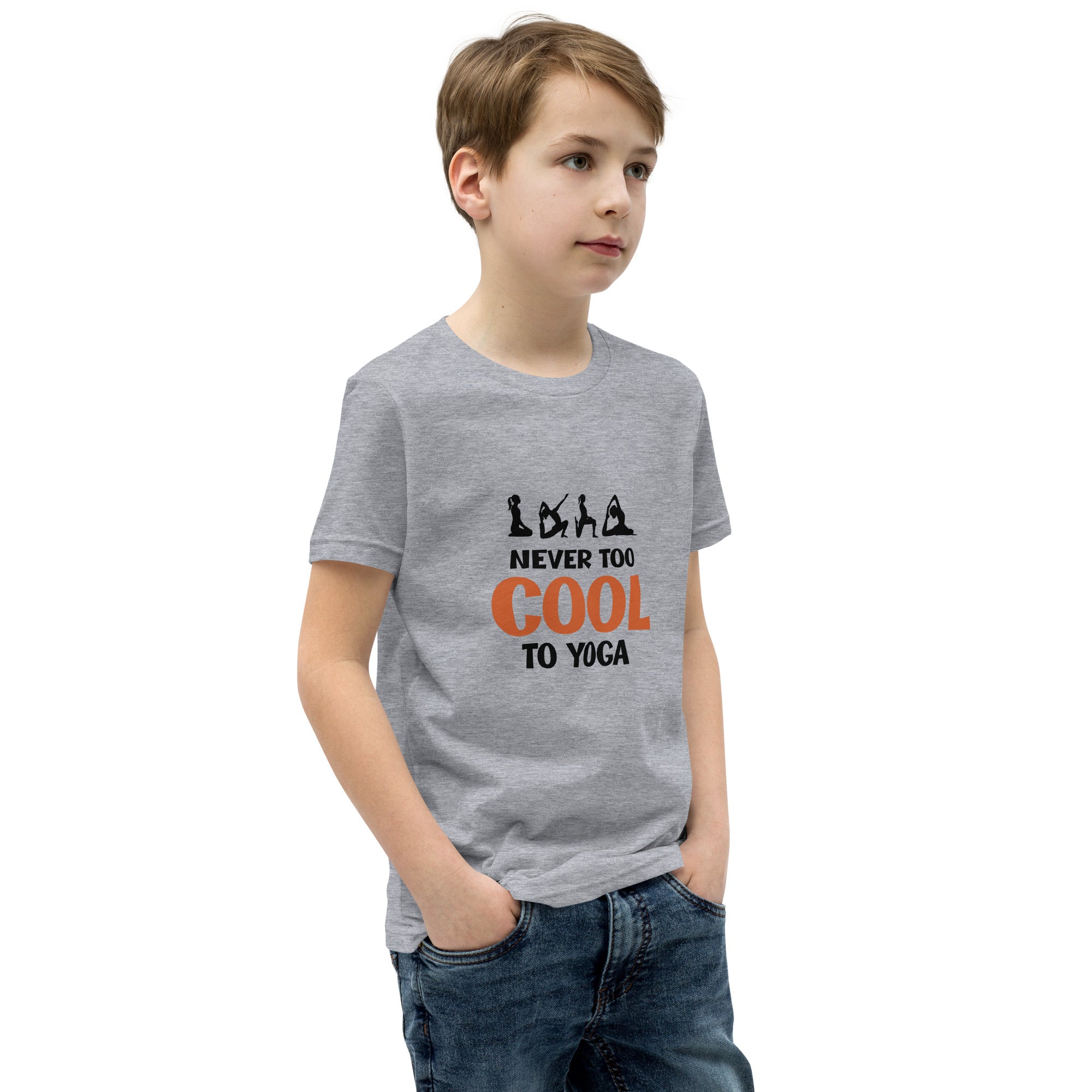 NEVER TOO COOL TO YOGA - Youth Short Sleeve T-Shirt