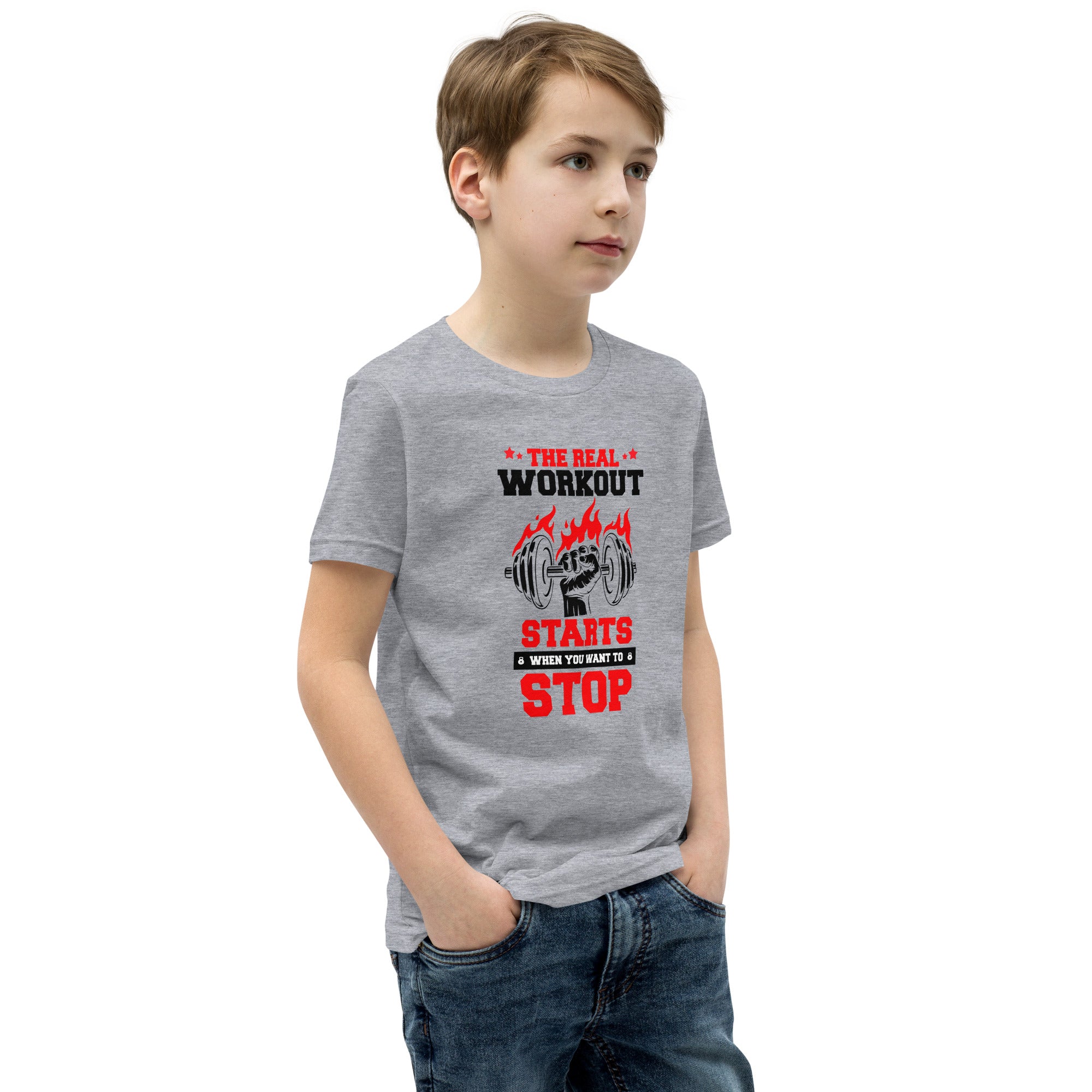 THE REAL WORKOUT STARTS - Youth Short Sleeve T-Shirt