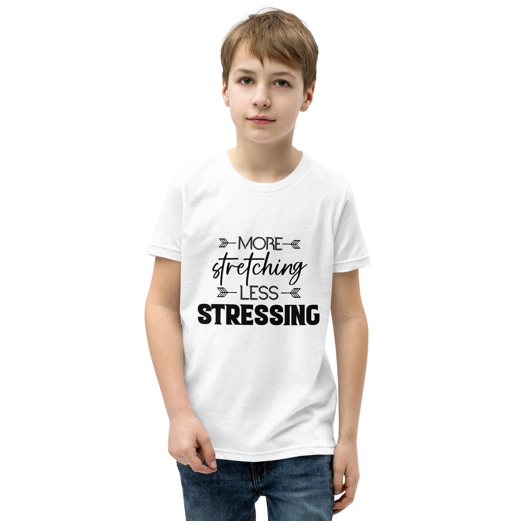 MORE STRETCHING LESS STRESSING - Youth Short Sleeve T-Shirt