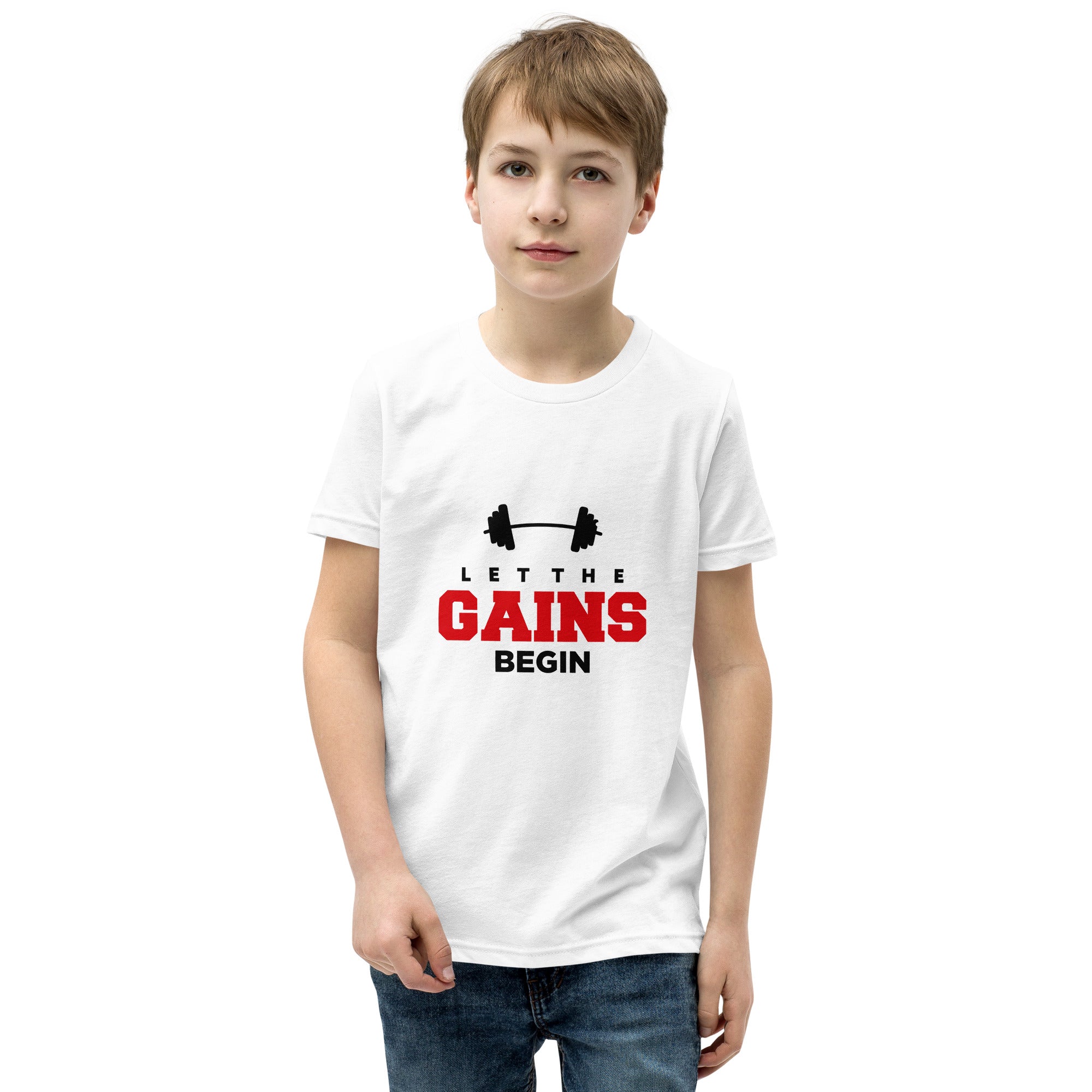 LET THE GAINS BEGIN - Youth Short Sleeve T-Shirt