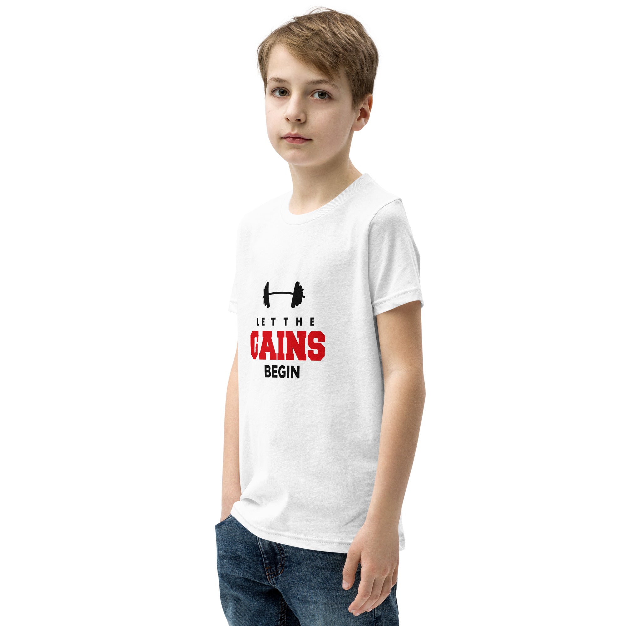 LET THE GAINS BEGIN - Youth Short Sleeve T-Shirt